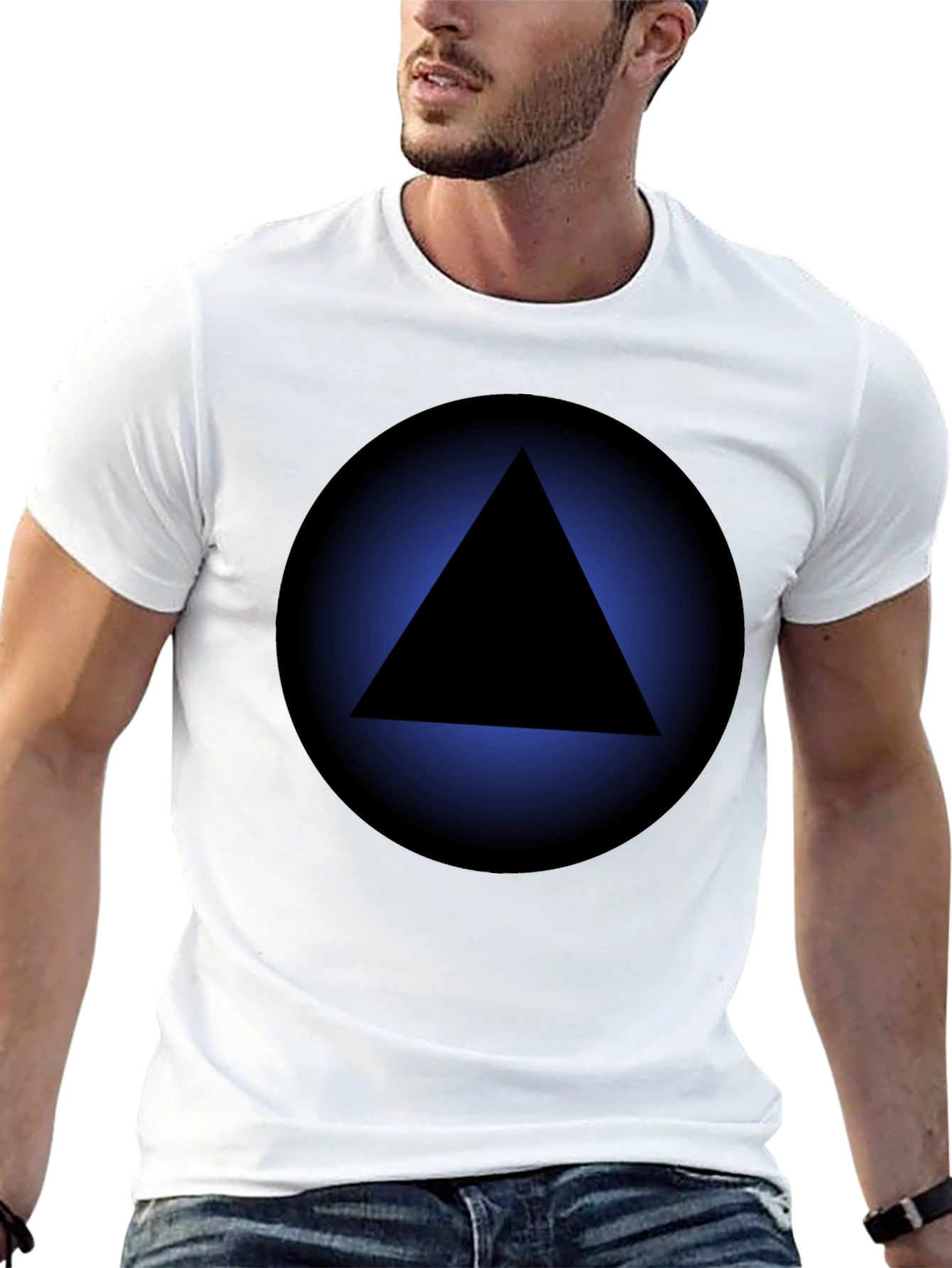 Geometric Triangle Graphic Tee - Black