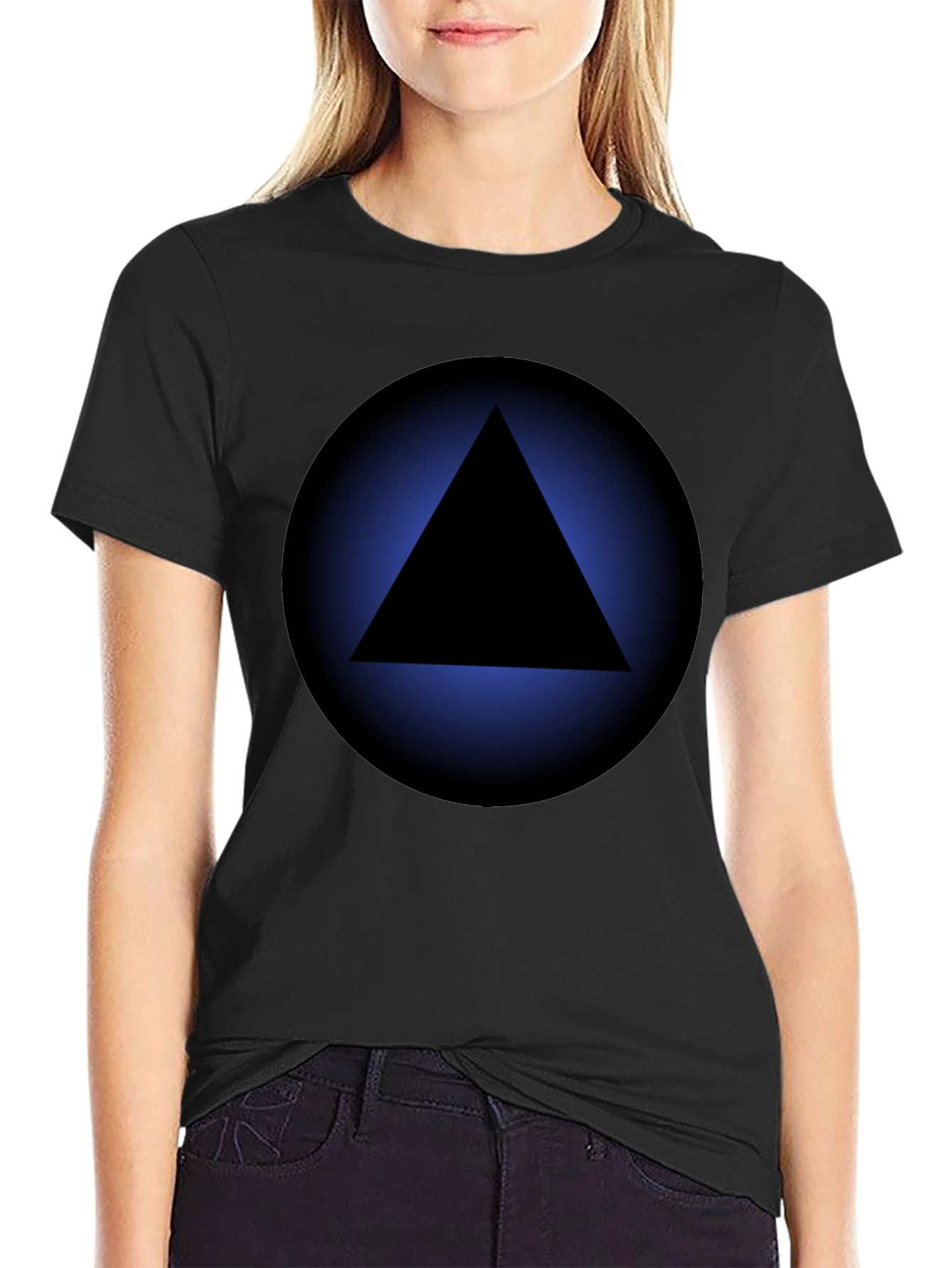 Geometric Triangle Graphic Tee - Black