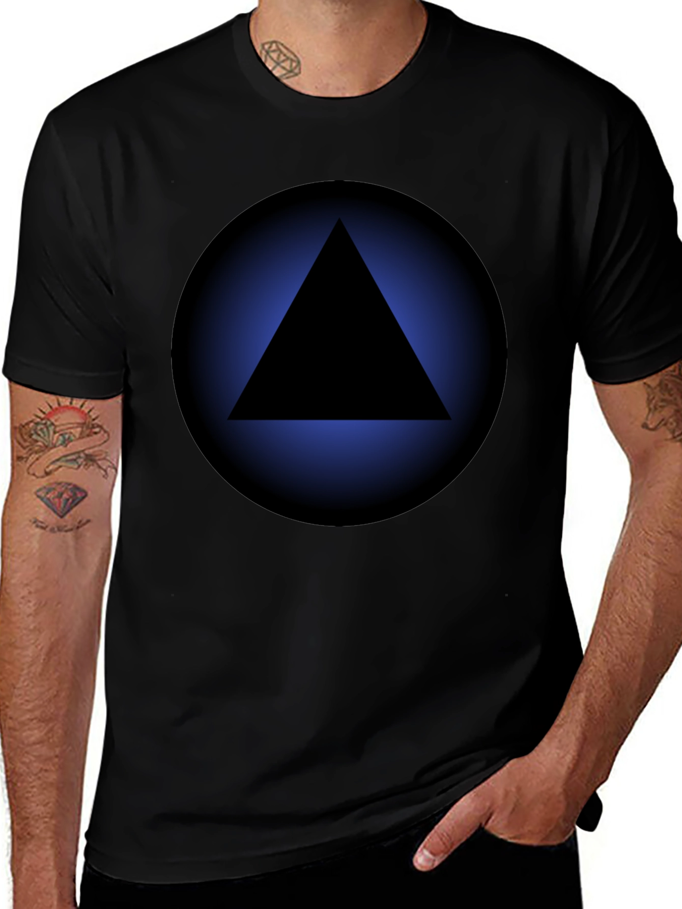Geometric Triangle Graphic Tee - Black