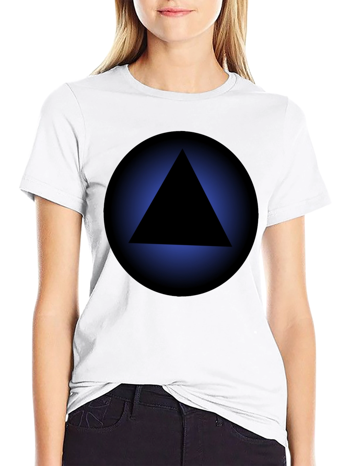 Geometric Triangle Graphic Tee - Black