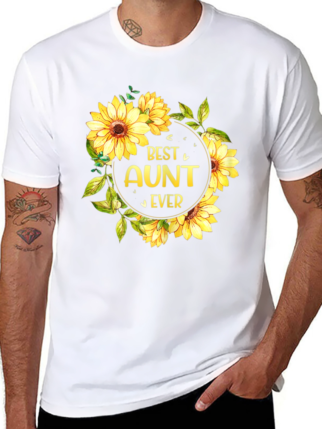 Best Aunt Ever Sunflower Graphic T-Shirt