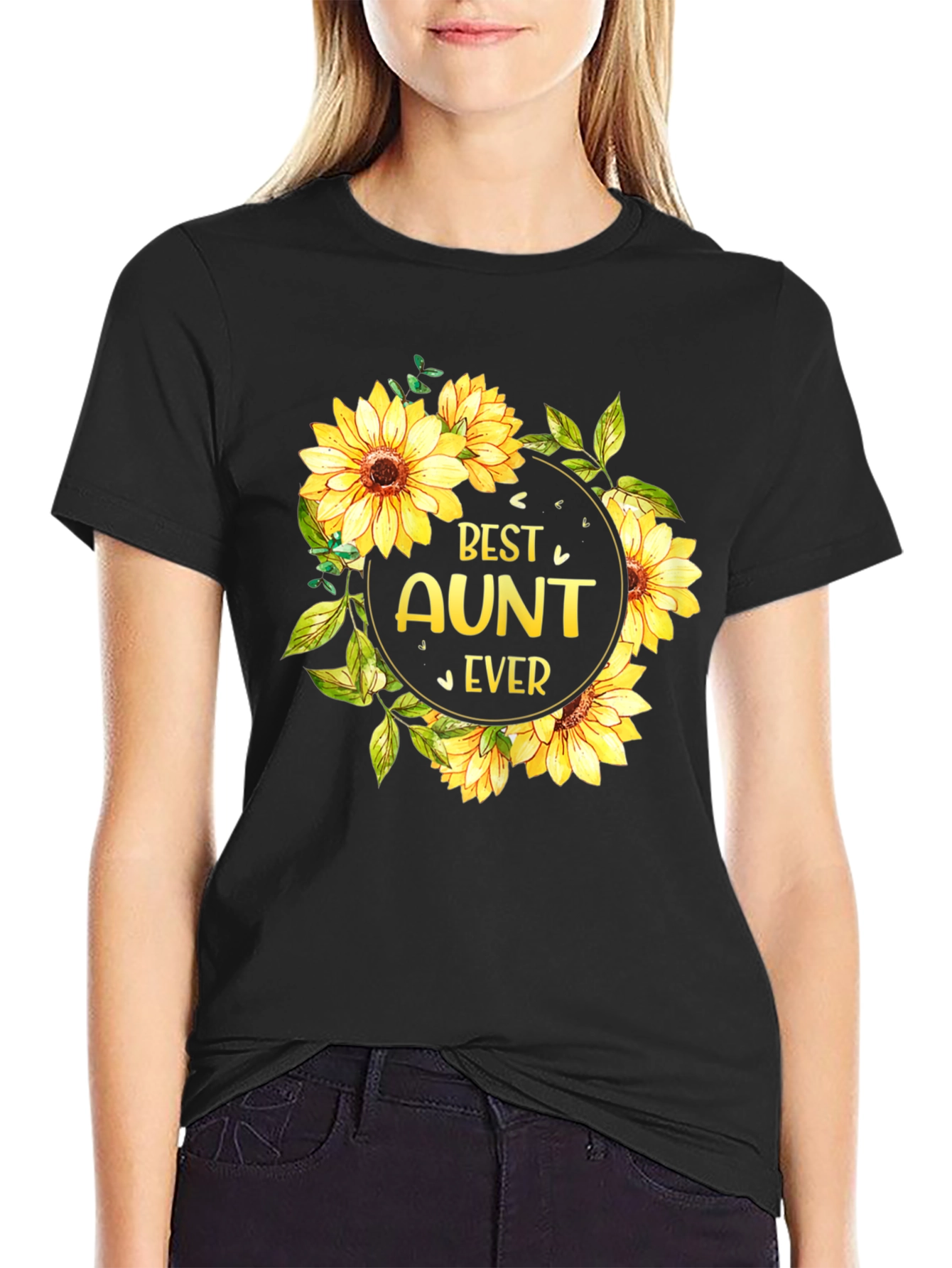 Best Aunt Ever Sunflower Graphic T-Shirt