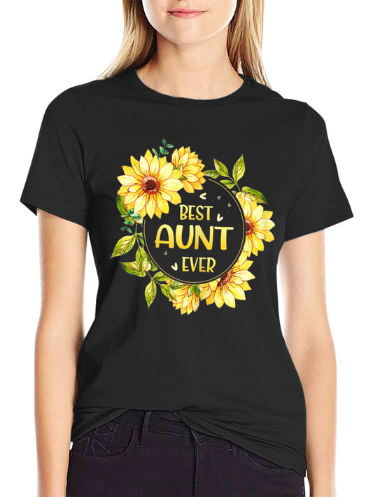Best Aunt Ever Sunflower Graphic T-Shirt