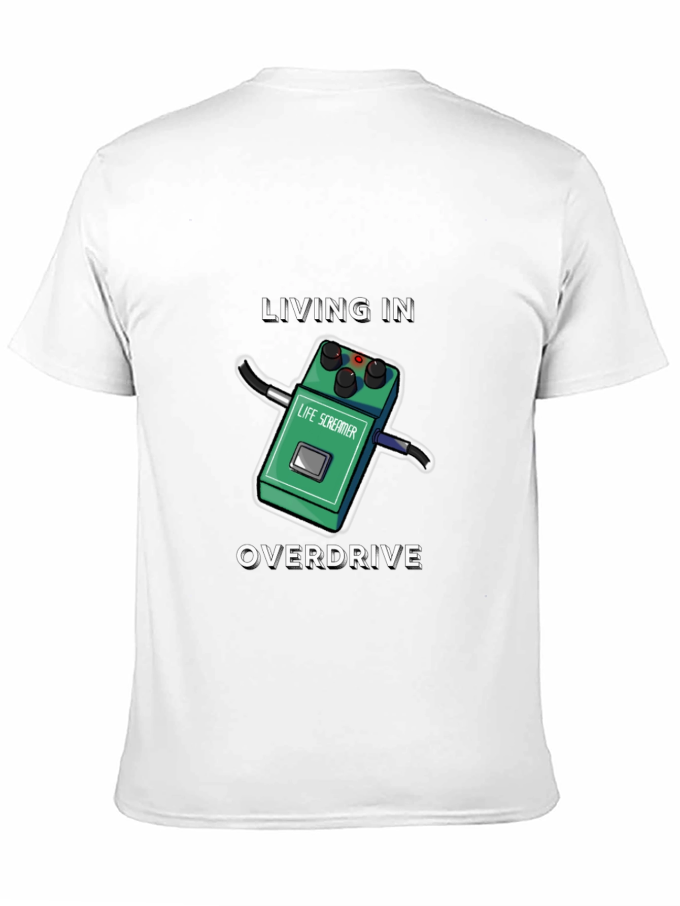Living In Overdrive T-Shirt | Funny Guitar Pedal Tee