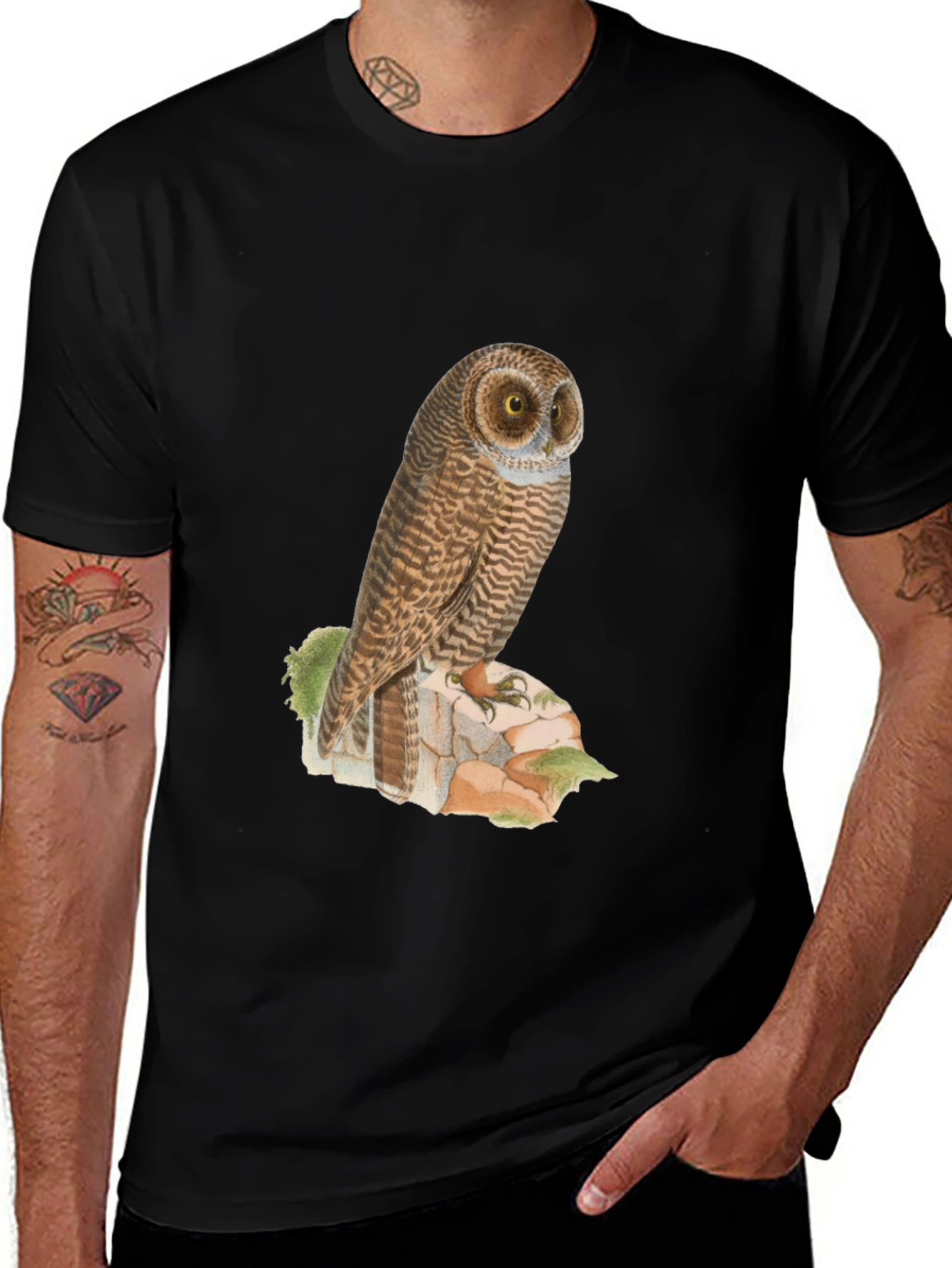 Owl Graphic Tee - Mens Black T-Shirt