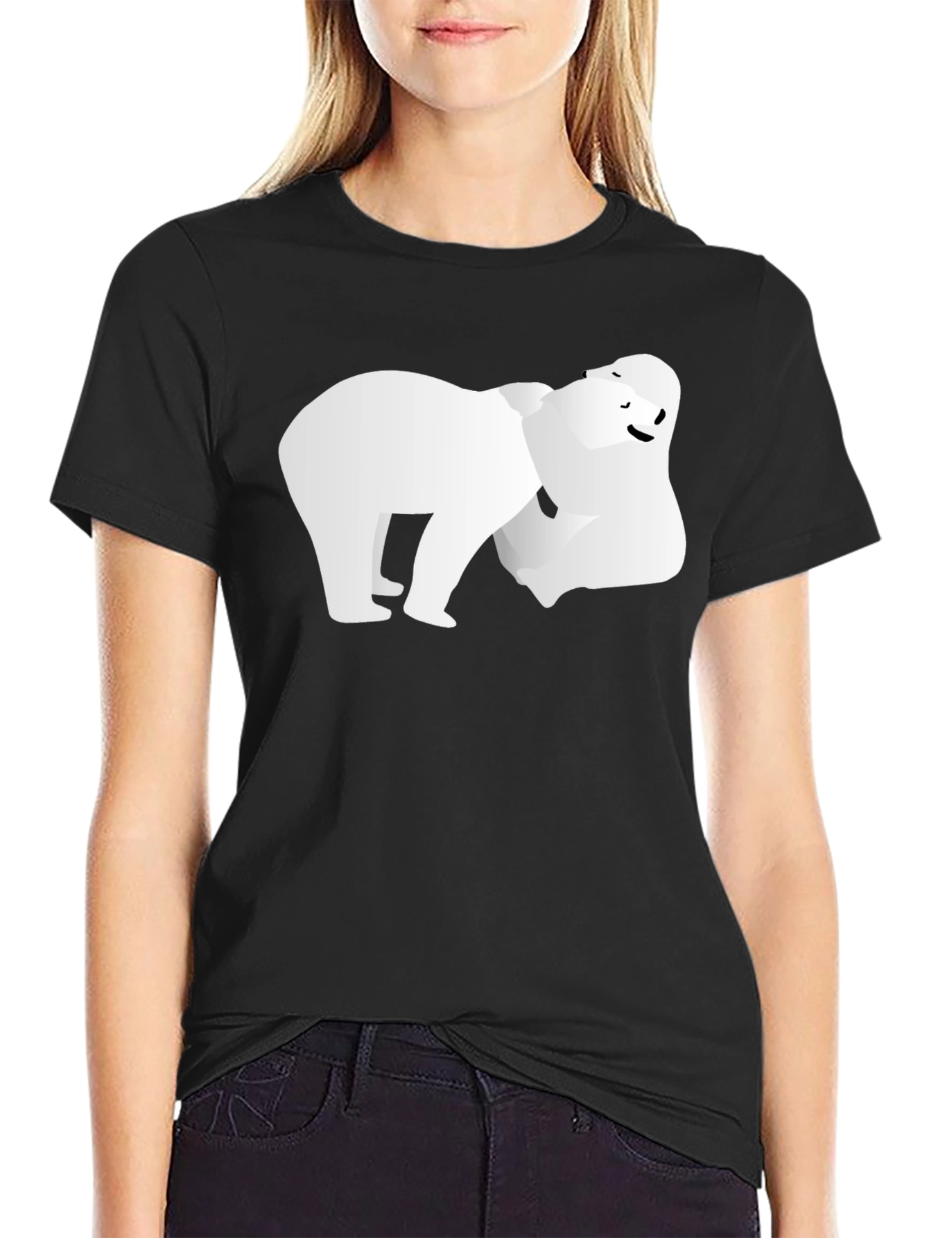Modern Polar Bear Graphic Tee - Black