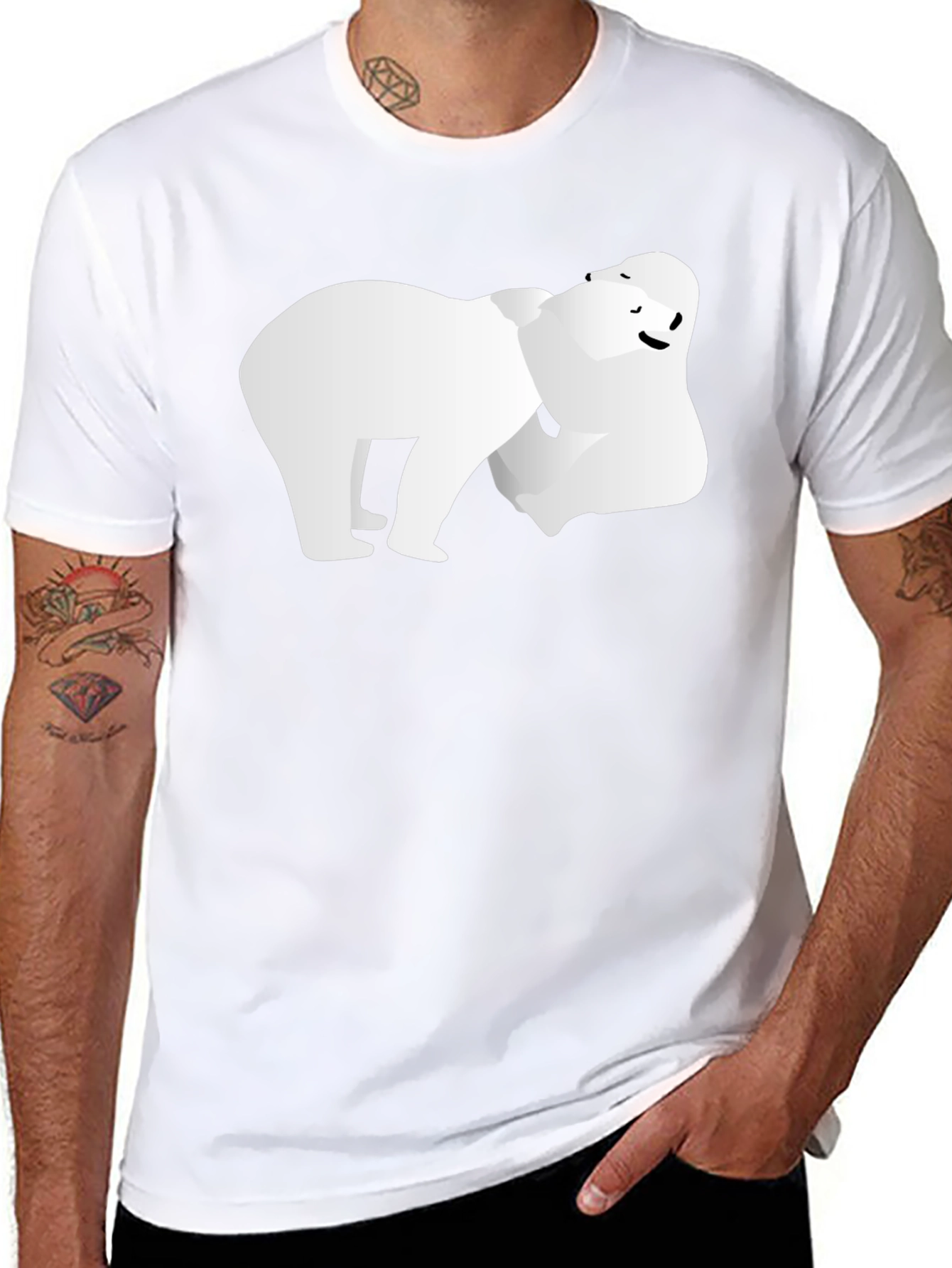 Modern Polar Bear Graphic Tee - Black