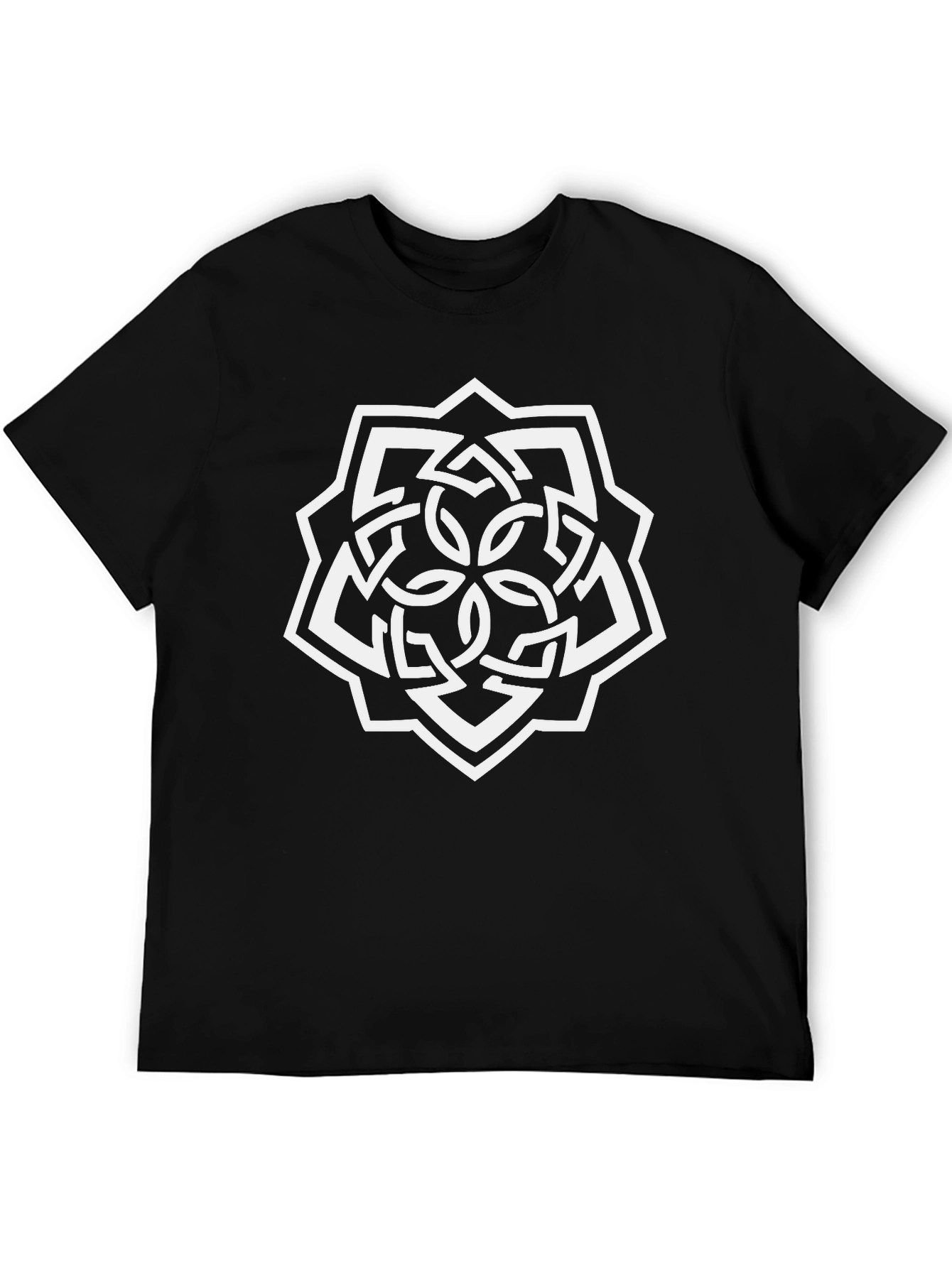Mens Black T-Shirt with White Geometric Print