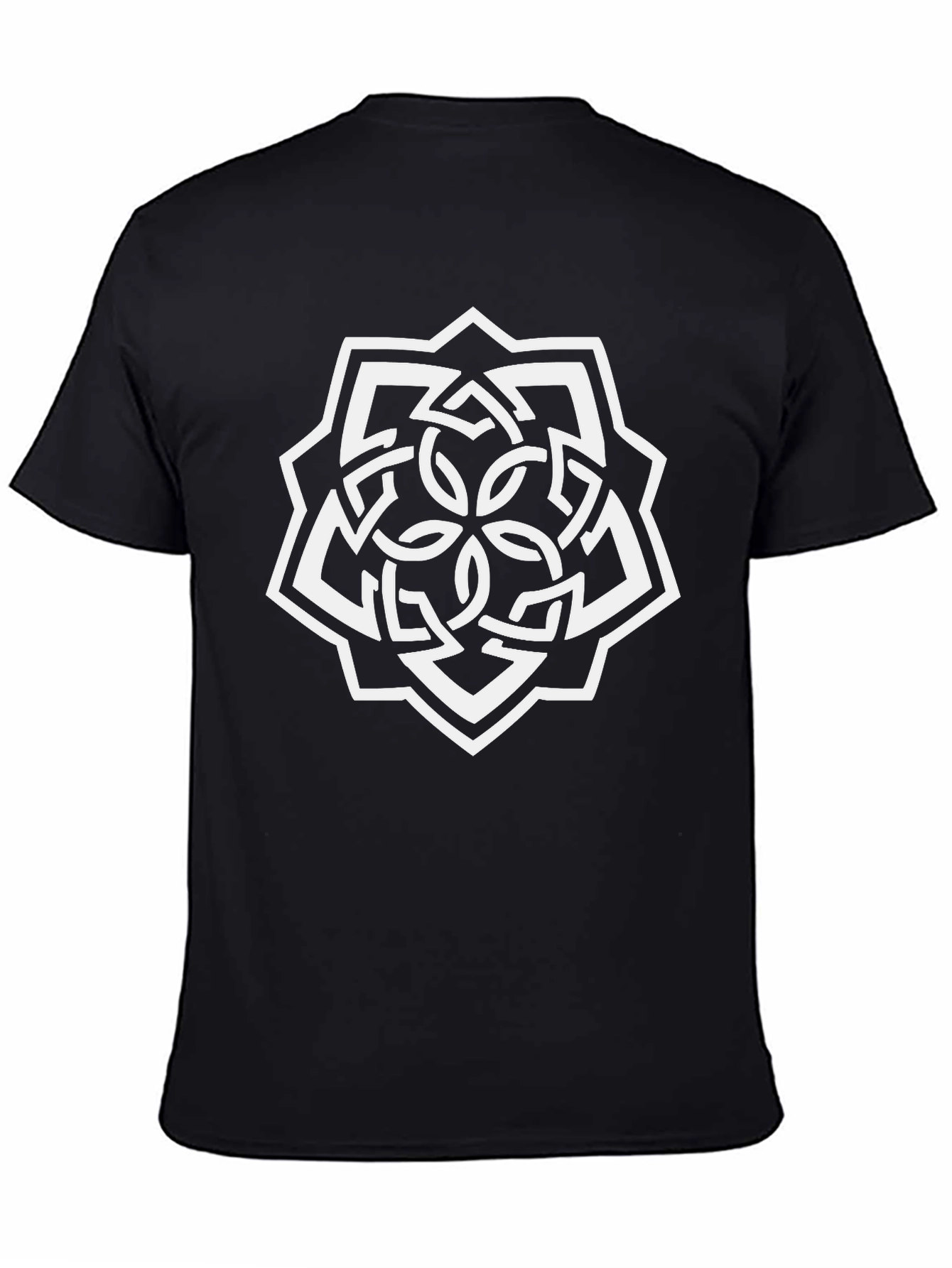Mens Black T-Shirt with White Geometric Print