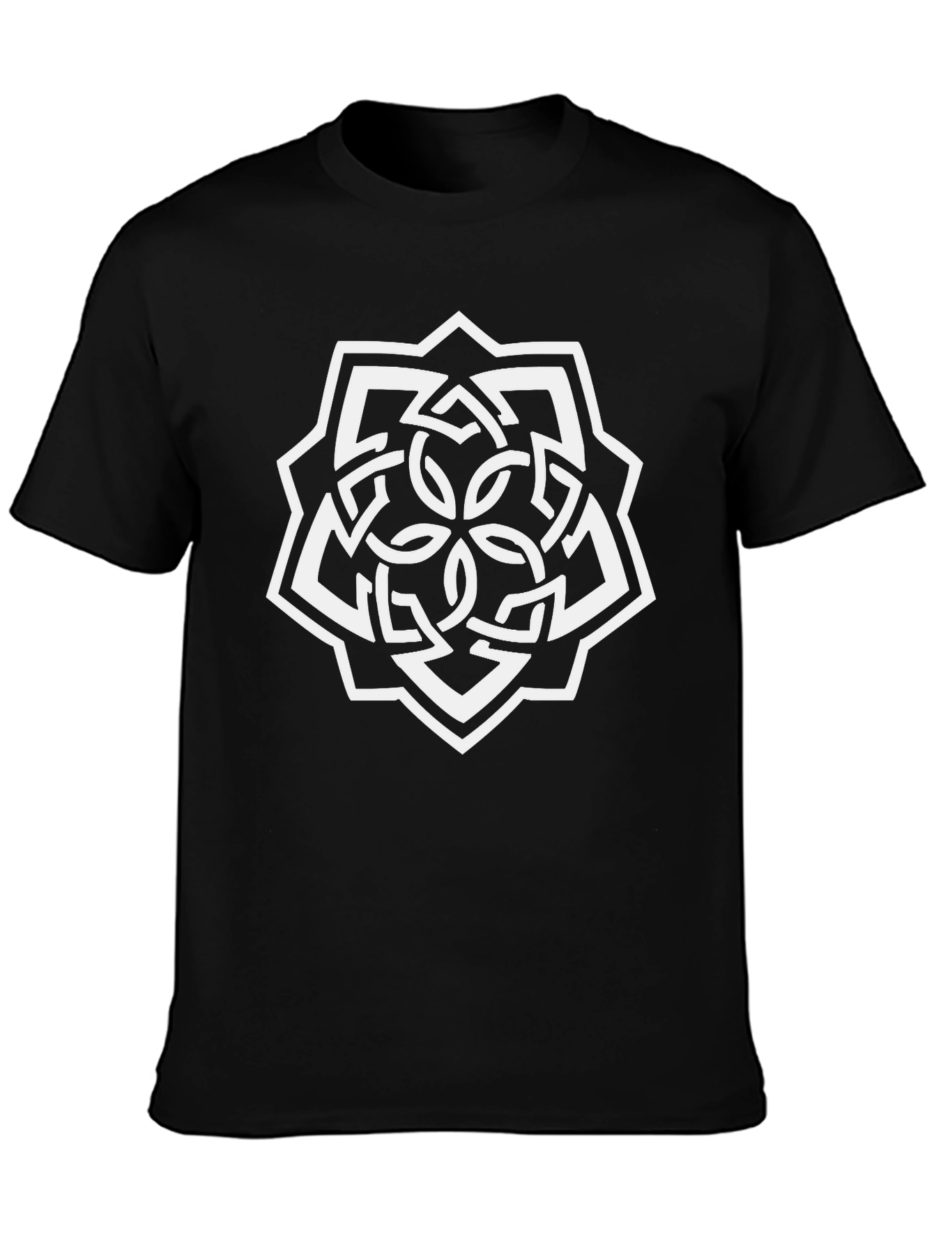 Mens Black T-Shirt with White Geometric Print