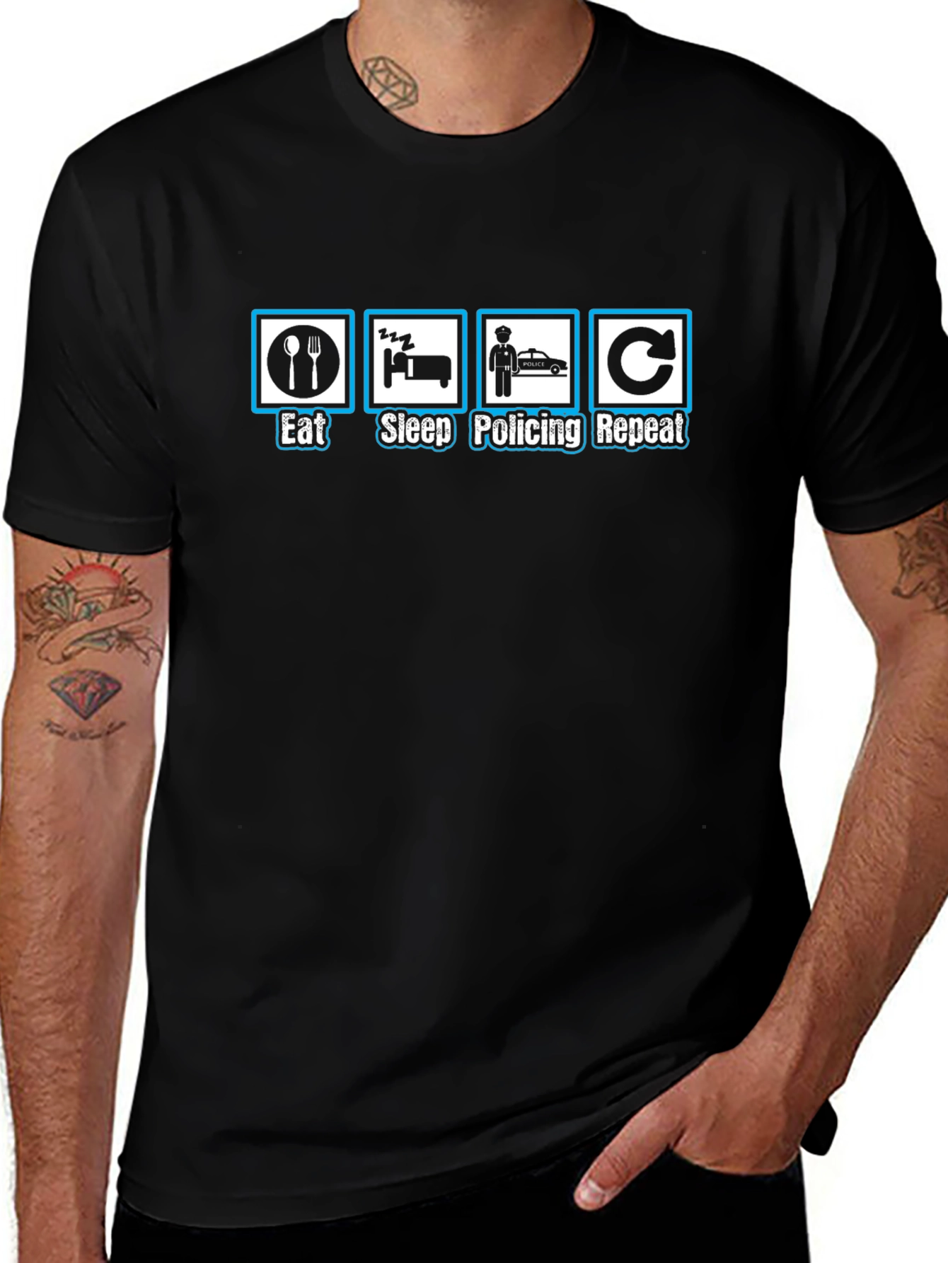 Eat Sleep Policing Repeat - Funny Police T-Shirt