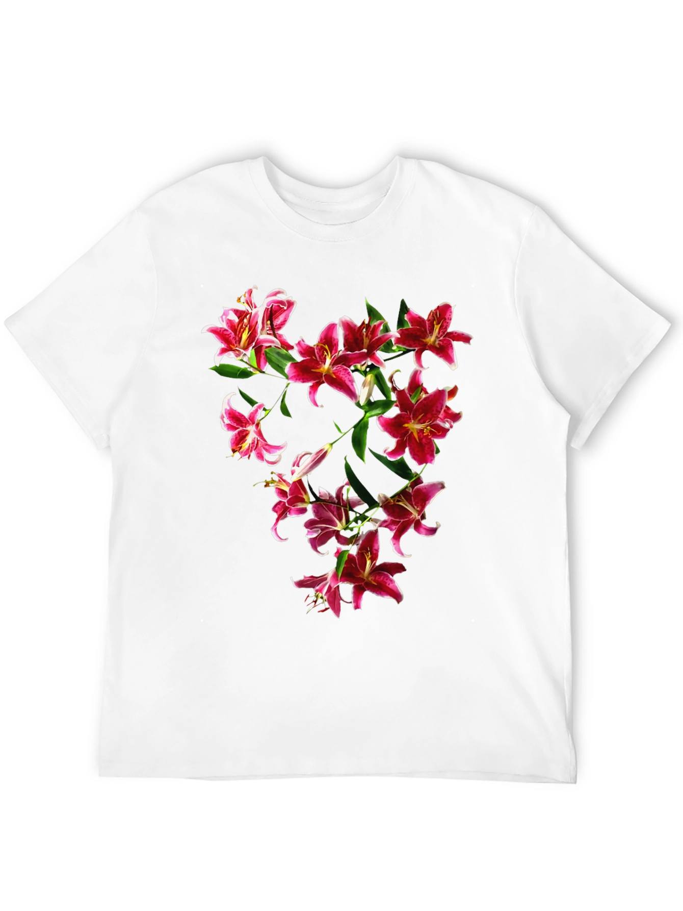 Floral Lily Print Black T-Shirt