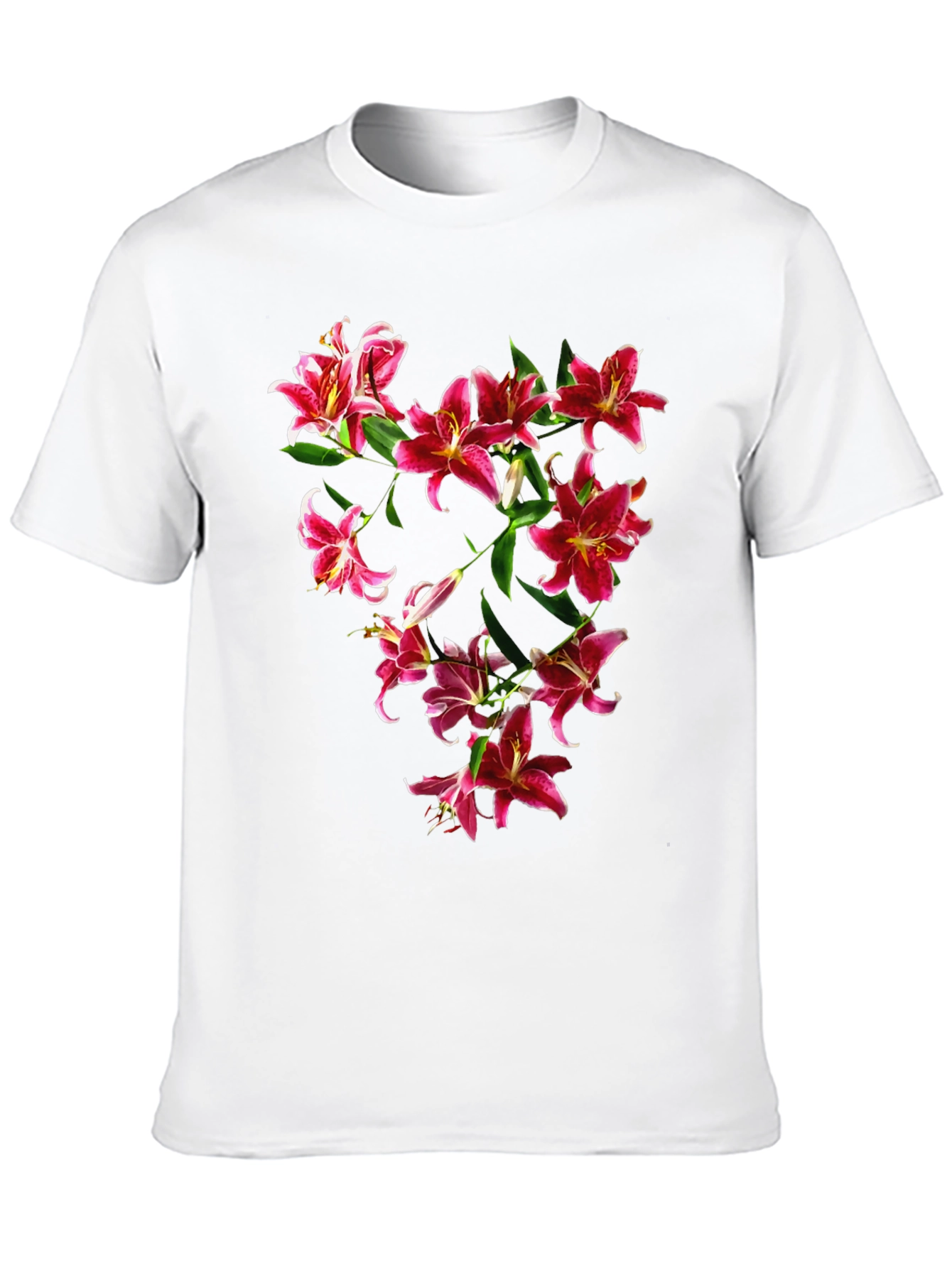 Floral Lily Print Black T-Shirt
