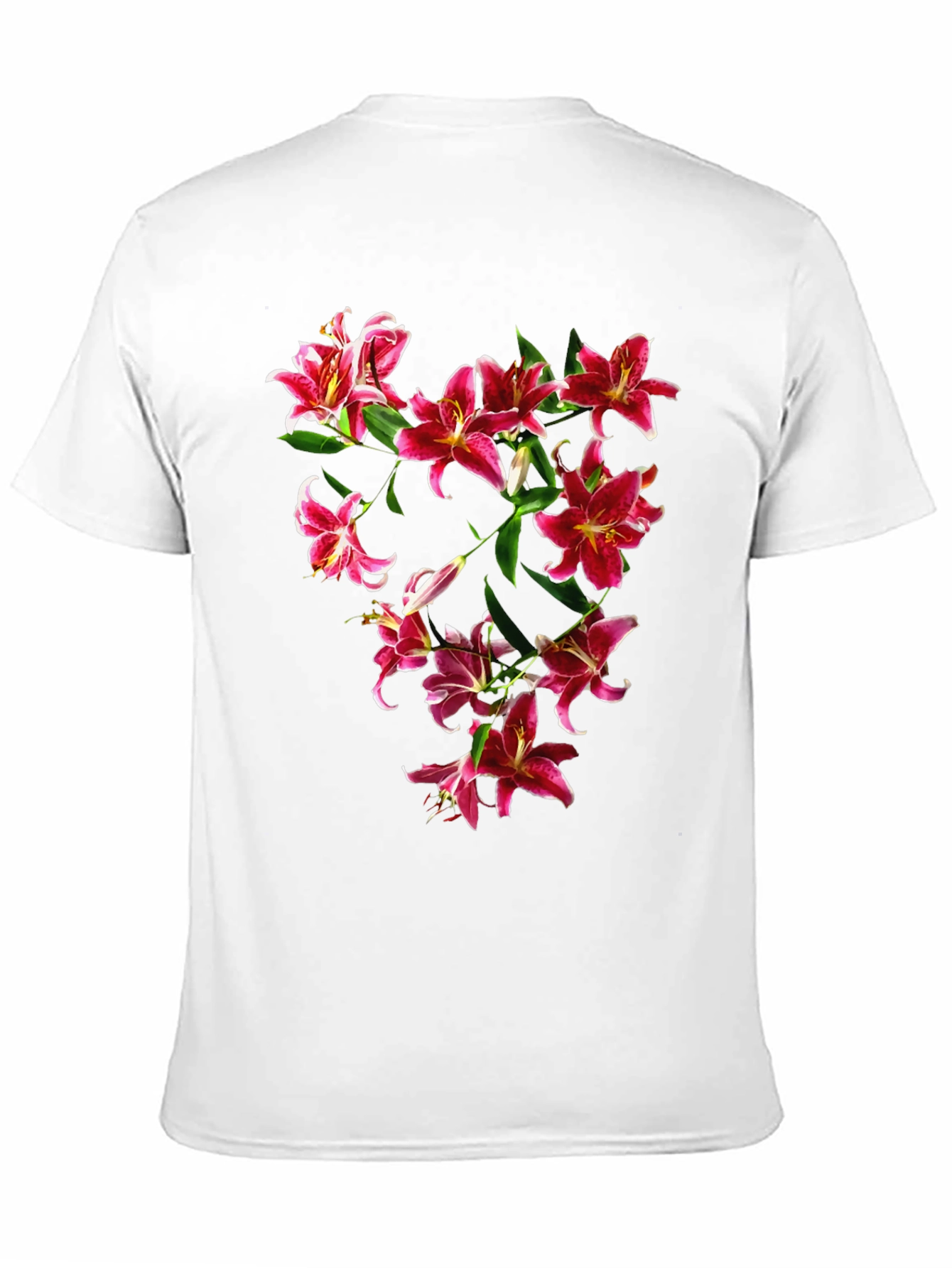 Floral Lily Print Black T-Shirt