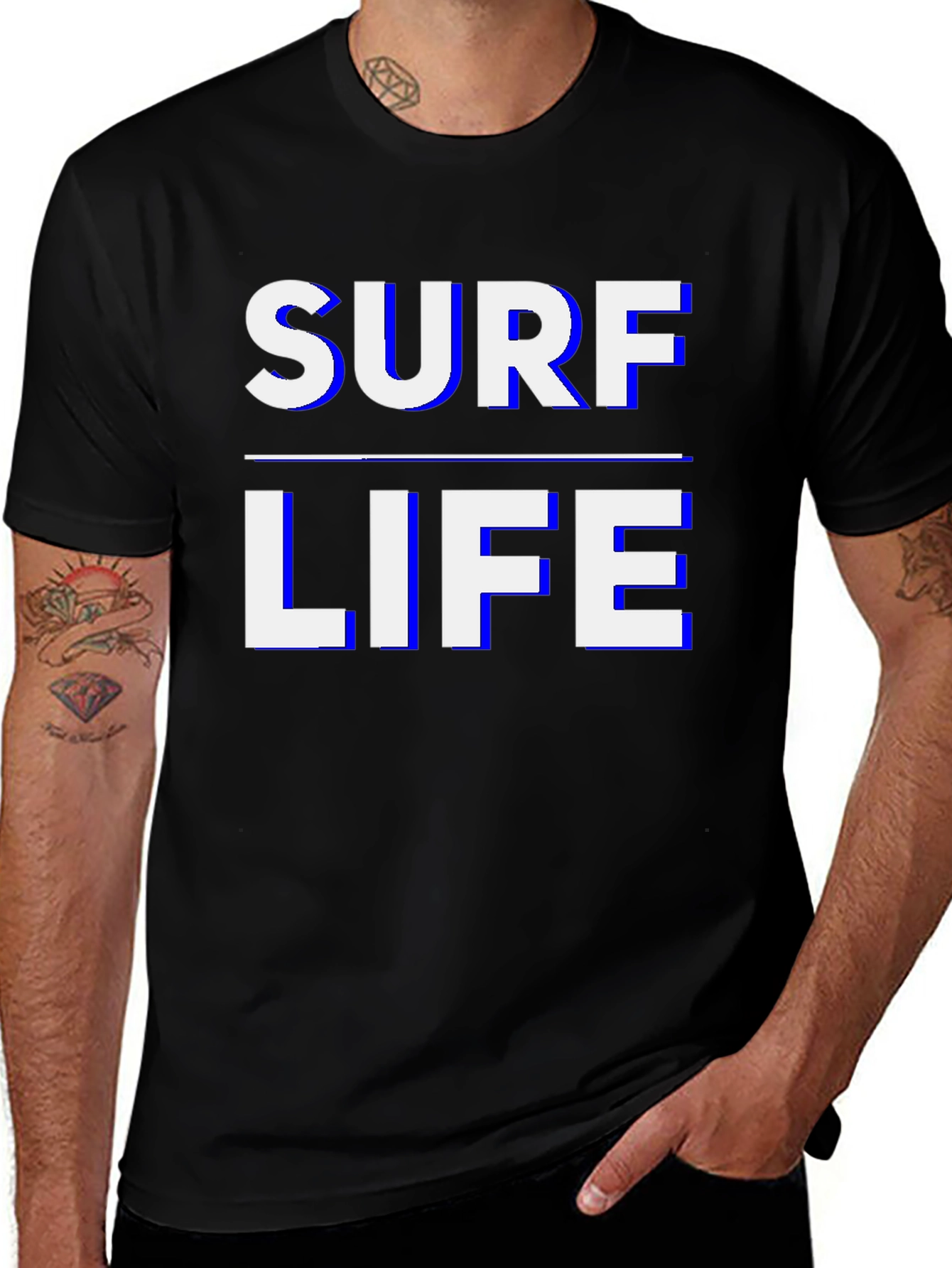 Surf Life Graphic Tee - Black Casual T-Shirt