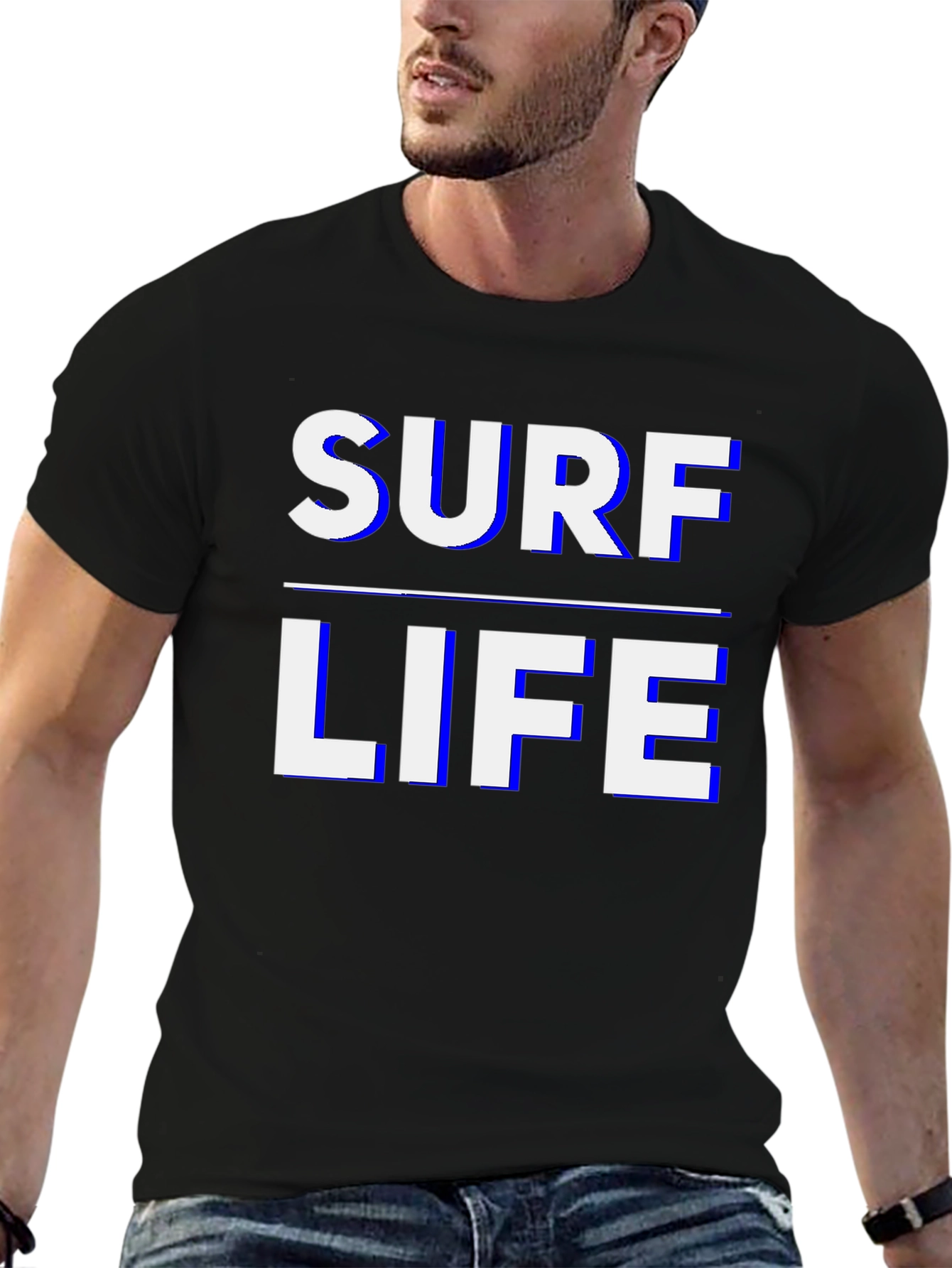 Surf Life Graphic Tee - Black Casual T-Shirt