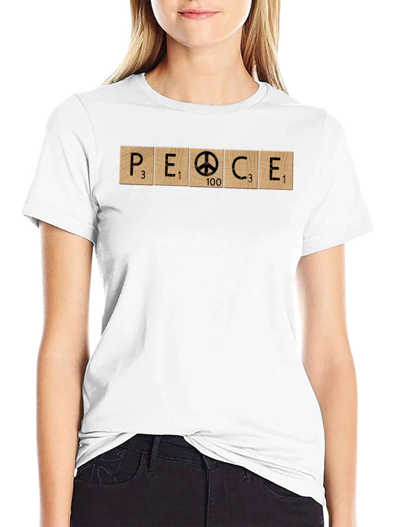 Peace Symbol Word Tile Graphic Tee - Unisex