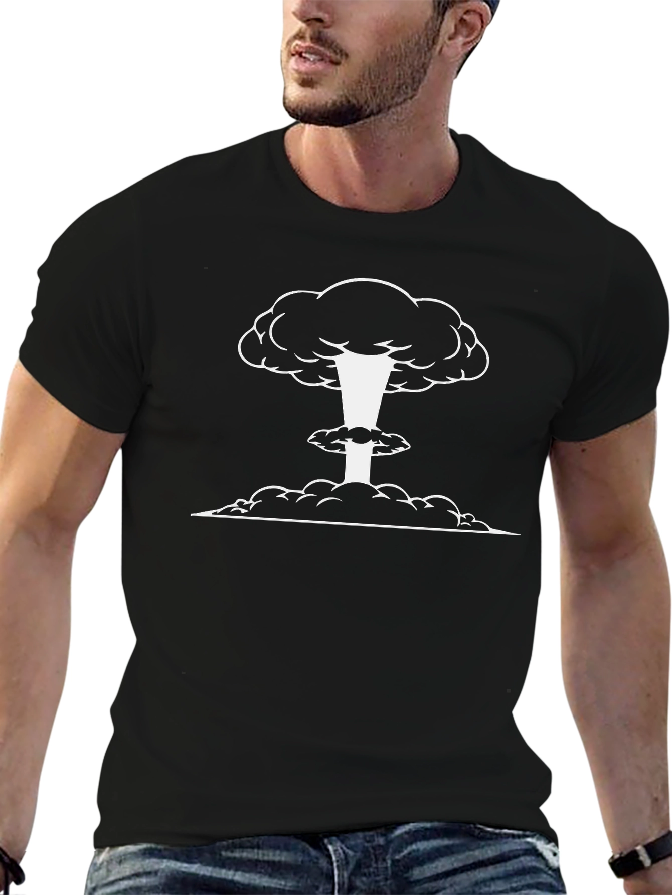 Atomic Explosion Graphic Tee - Black Cotton T-Shirt