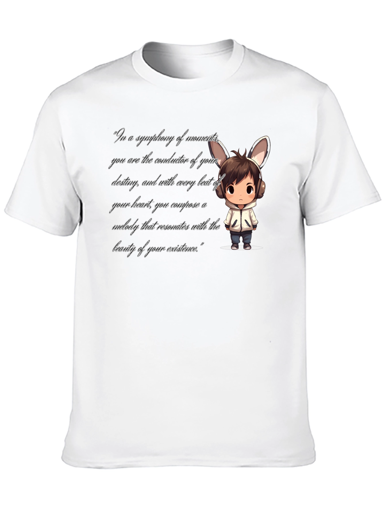 Black T-Shirt with Cartoon and Quote