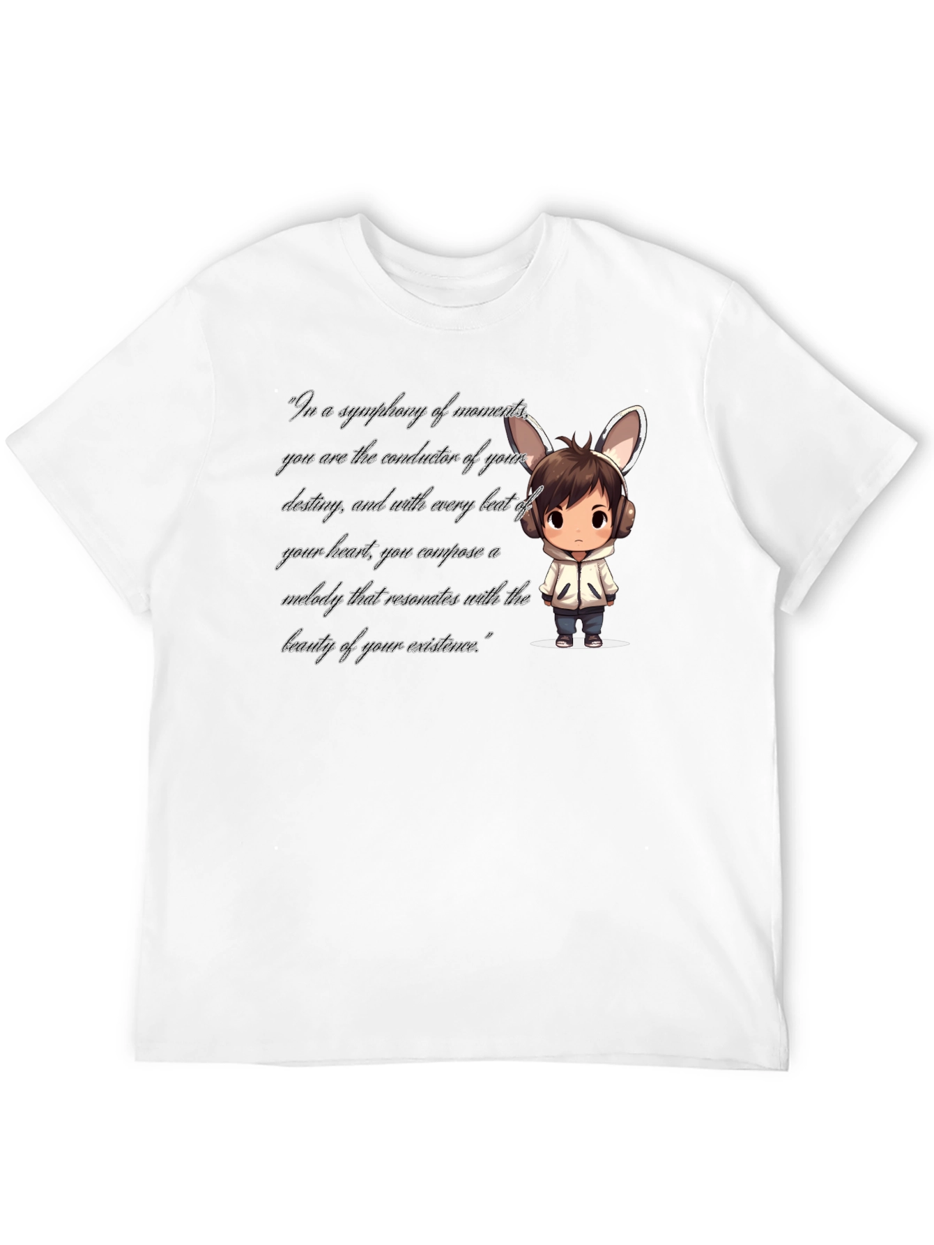Black T-Shirt with Cartoon and Quote