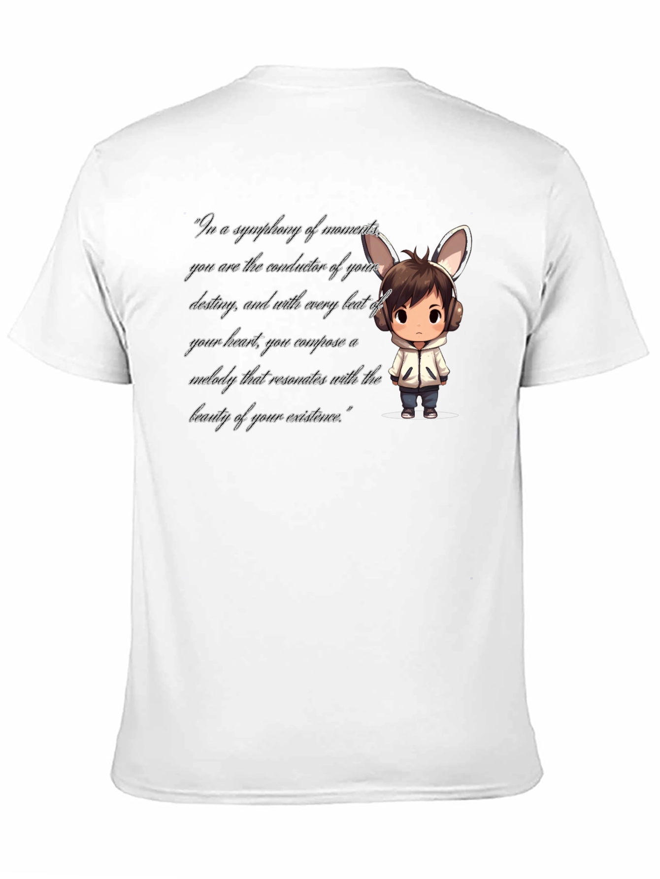 Black T-Shirt with Cartoon and Quote