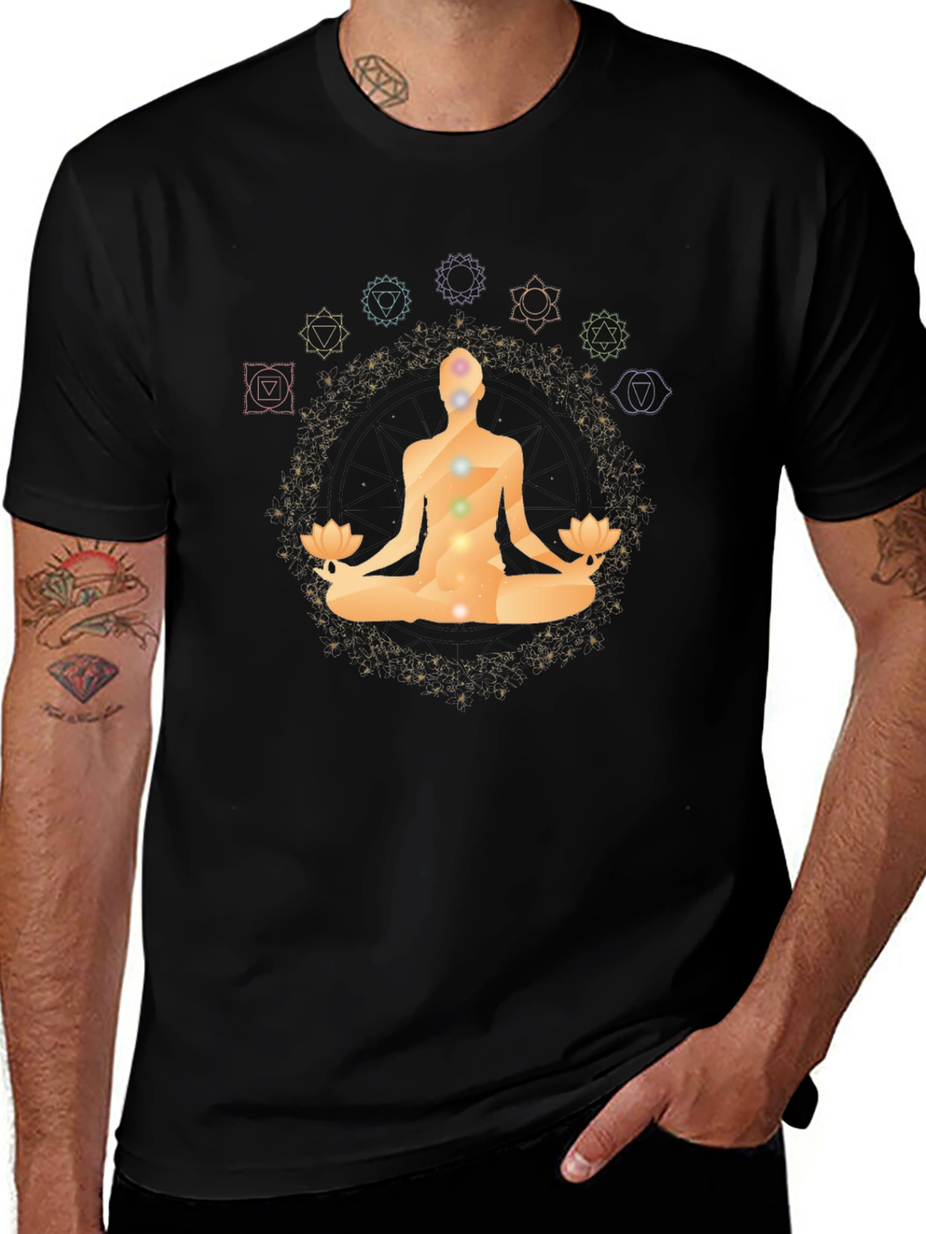 Chakra Meditation Black T-Shirt
