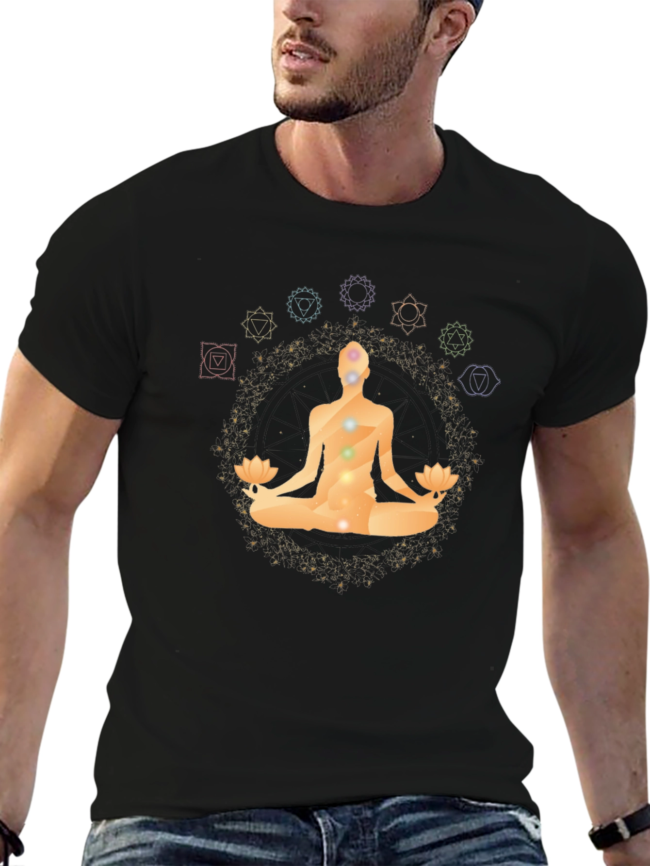 Chakra Meditation Black T-Shirt