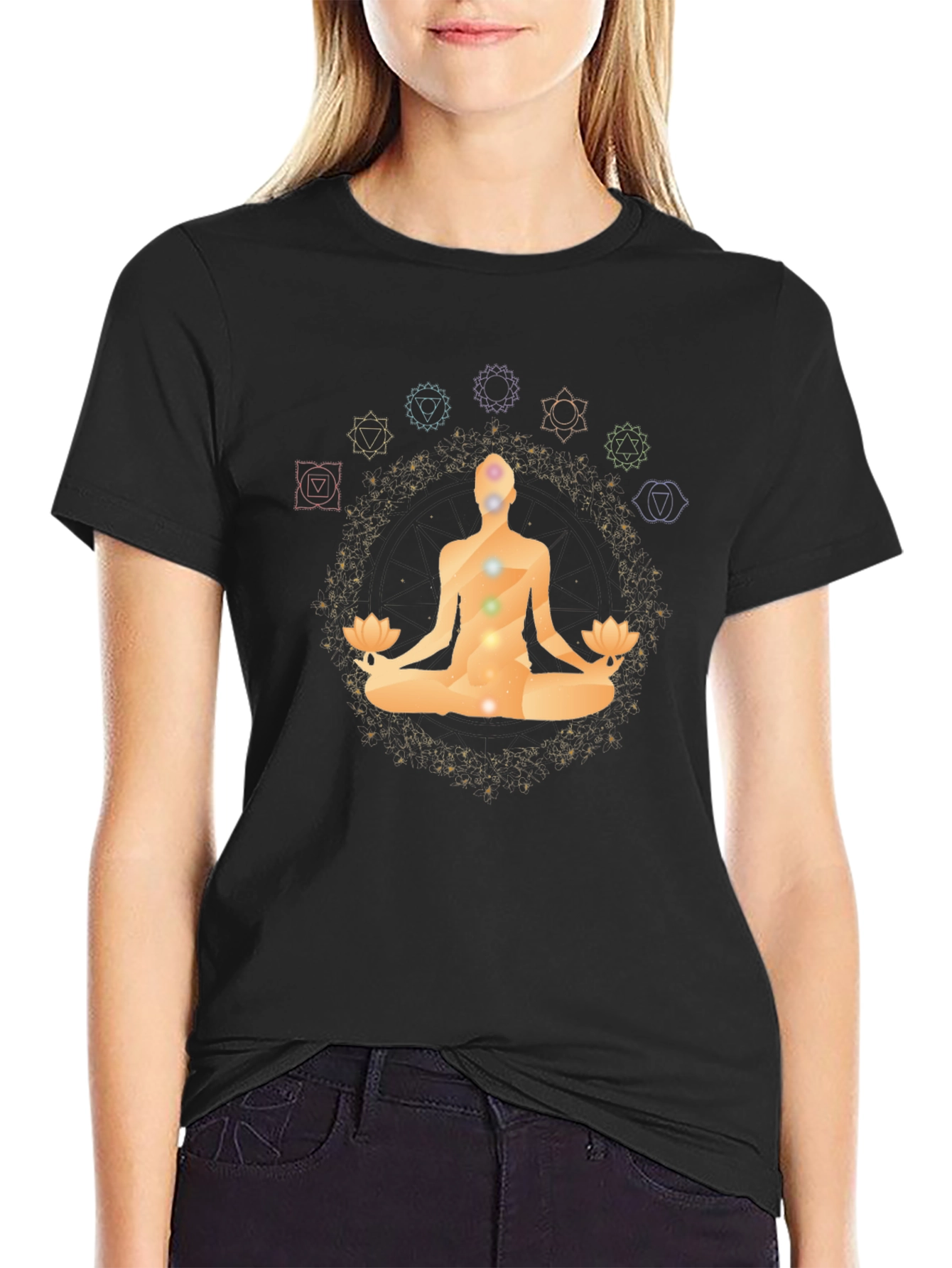 Chakra Meditation Black T-Shirt