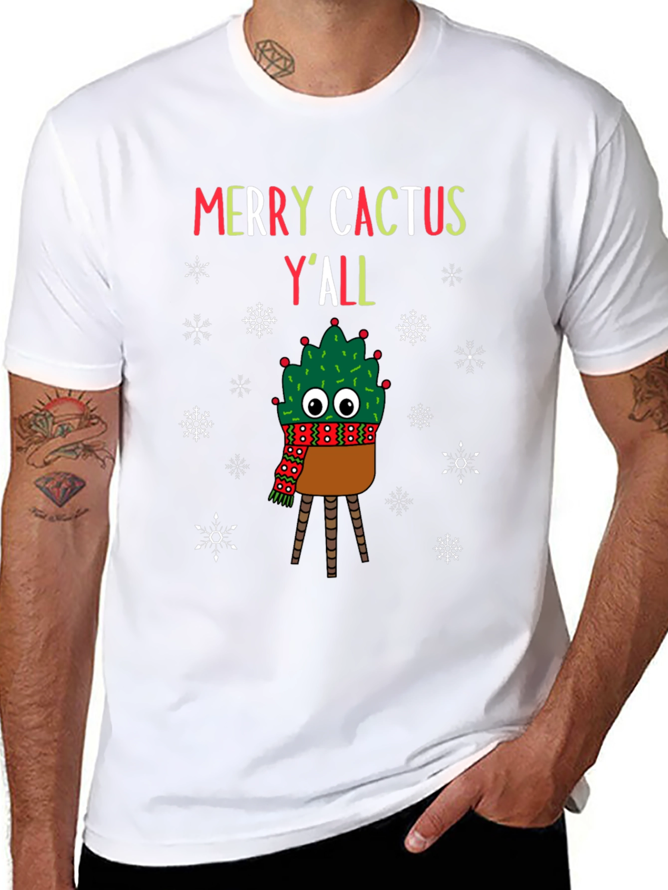 Merry Cactus Yall T-Shirt - Holiday Graphic Tee