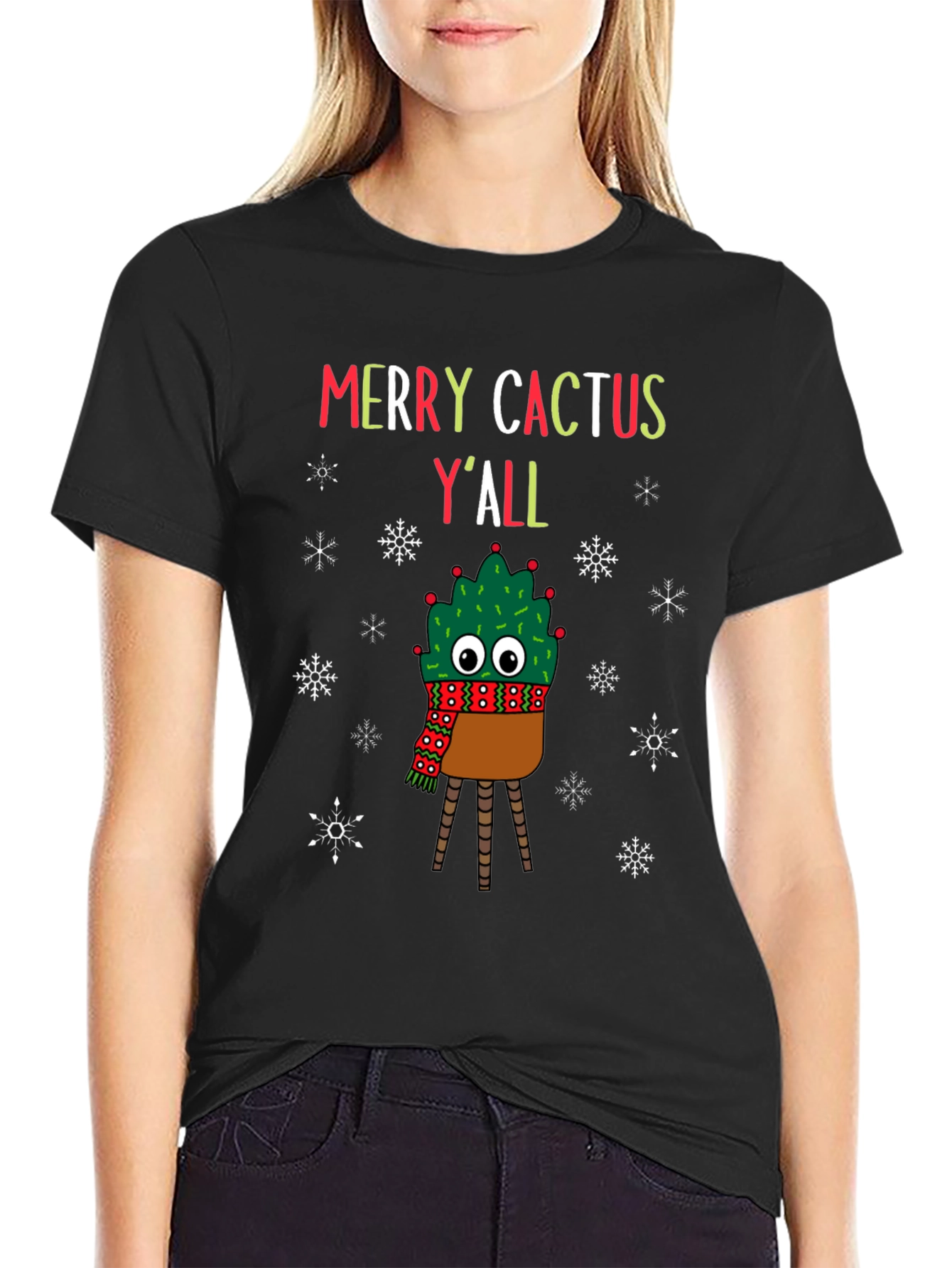 Merry Cactus Yall T-Shirt - Holiday Graphic Tee