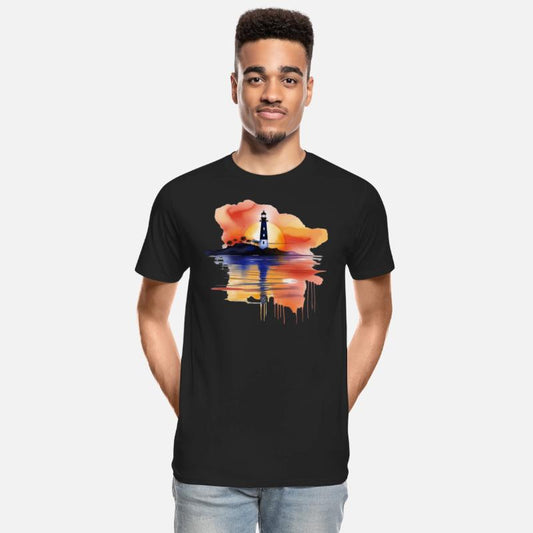 A Watercolor Lighthouse Scene