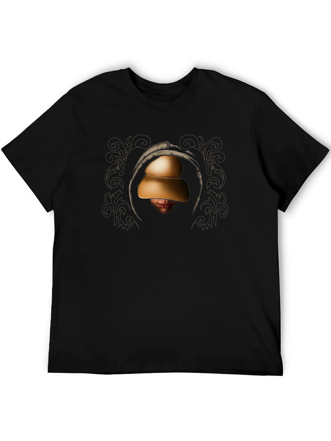 Hooded Figure Graphic Black T-Shirt