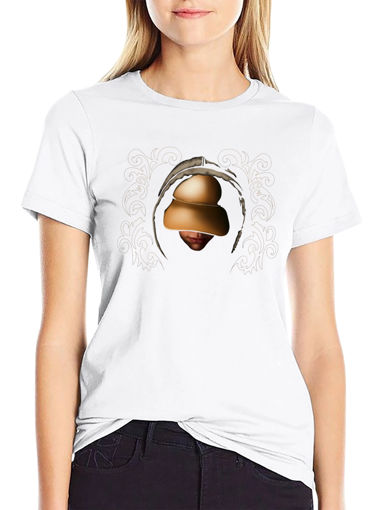 Hooded Figure Graphic Black T-Shirt