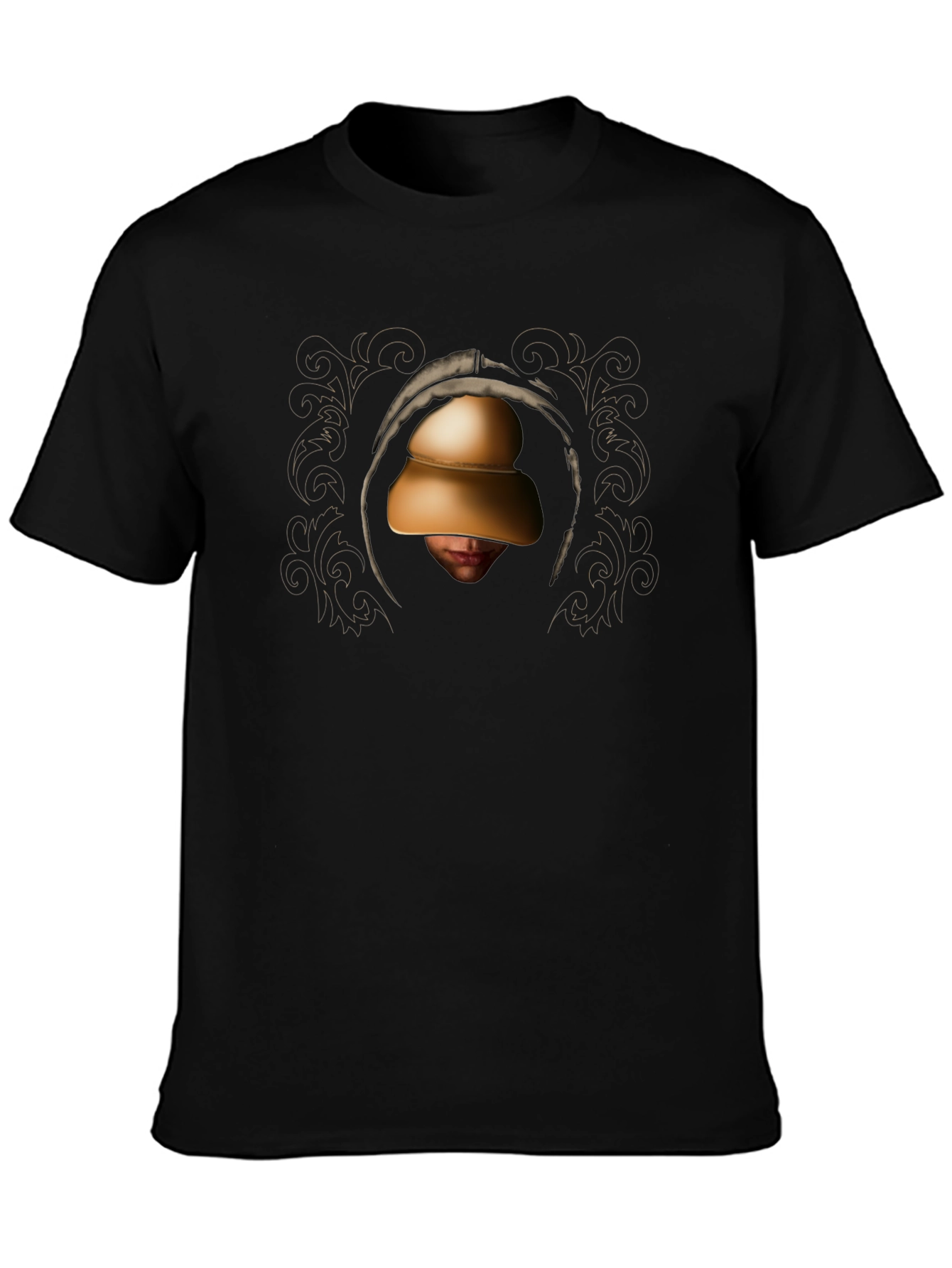 Hooded Figure Graphic Black T-Shirt