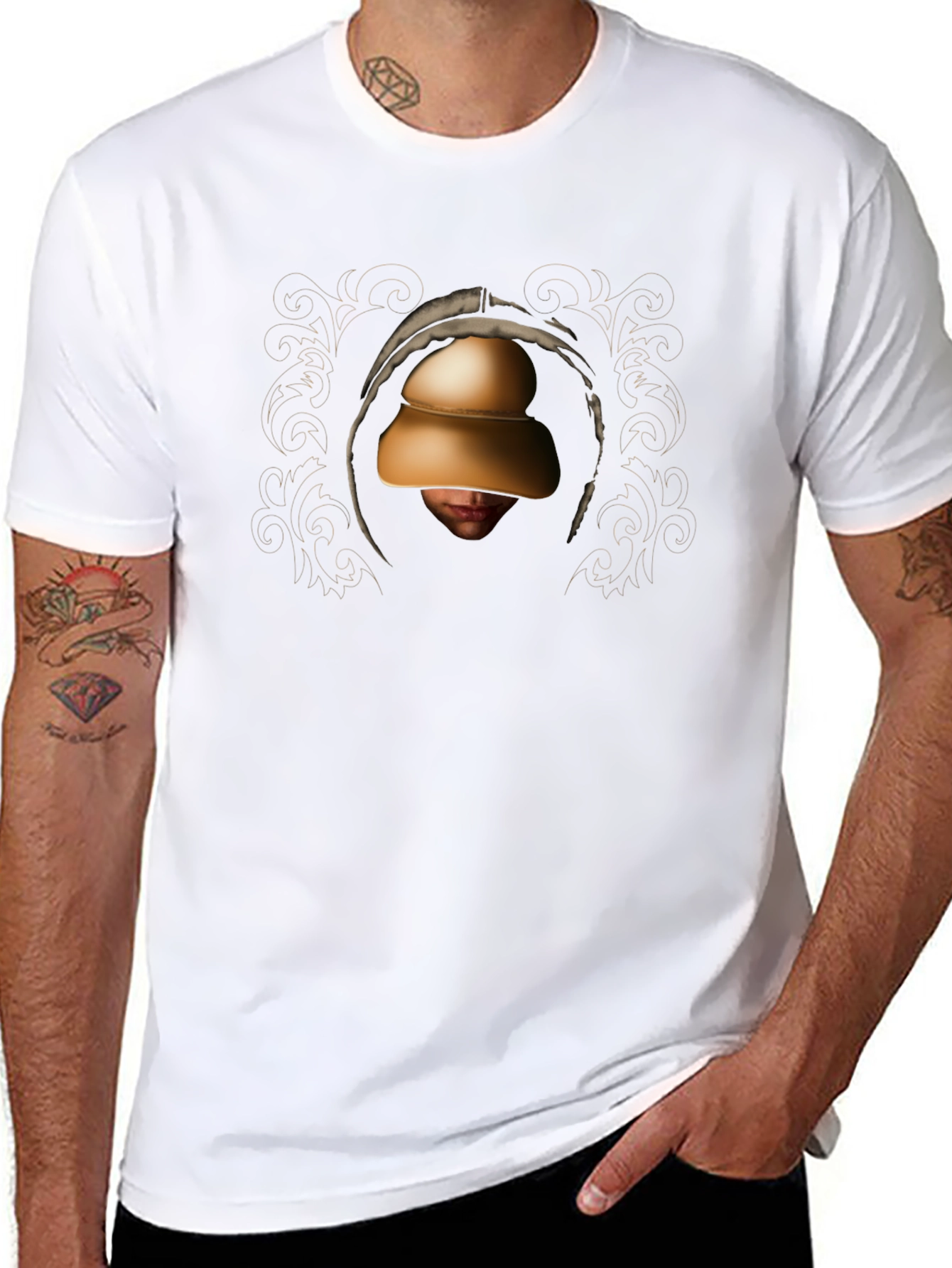 Hooded Figure Graphic Black T-Shirt