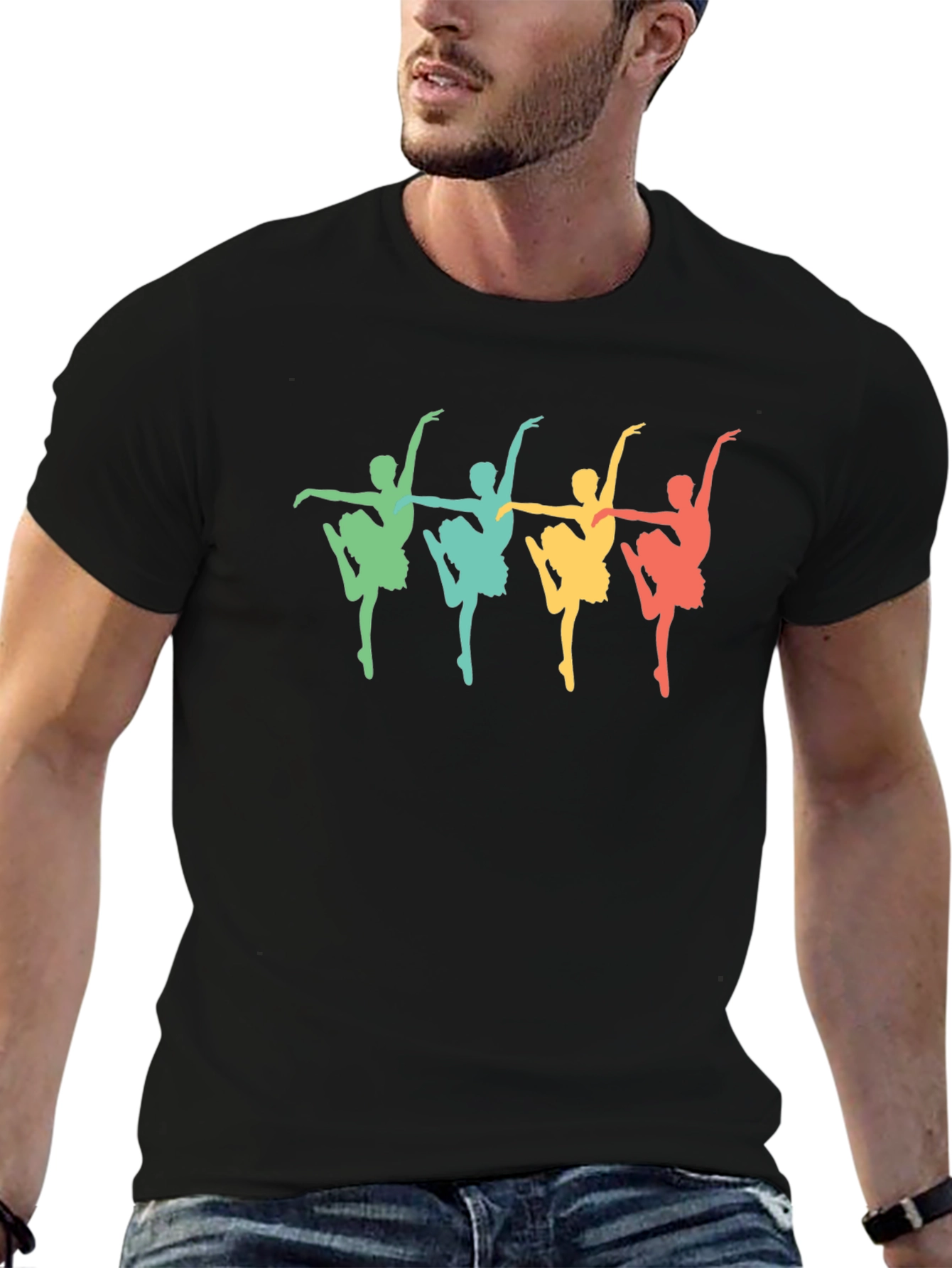 Retro Ballerina Graphic Tee - Black
