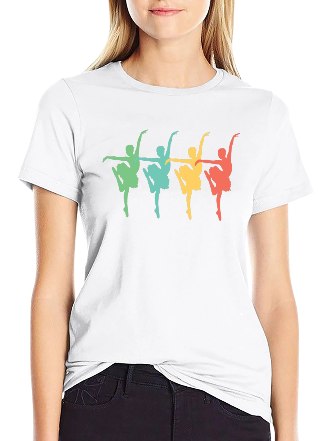Retro Ballerina Graphic Tee - Black