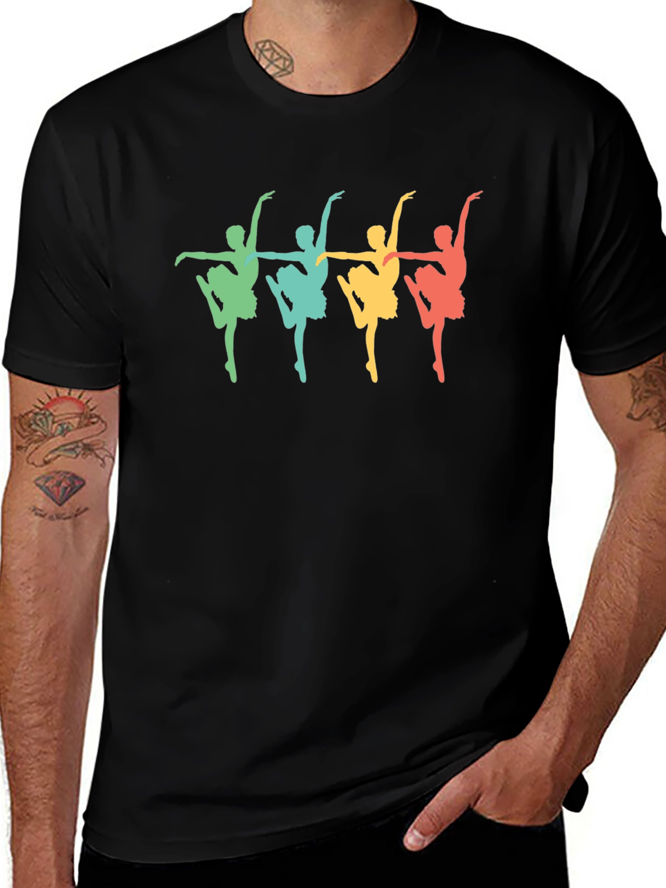 Retro Ballerina Graphic Tee - Black