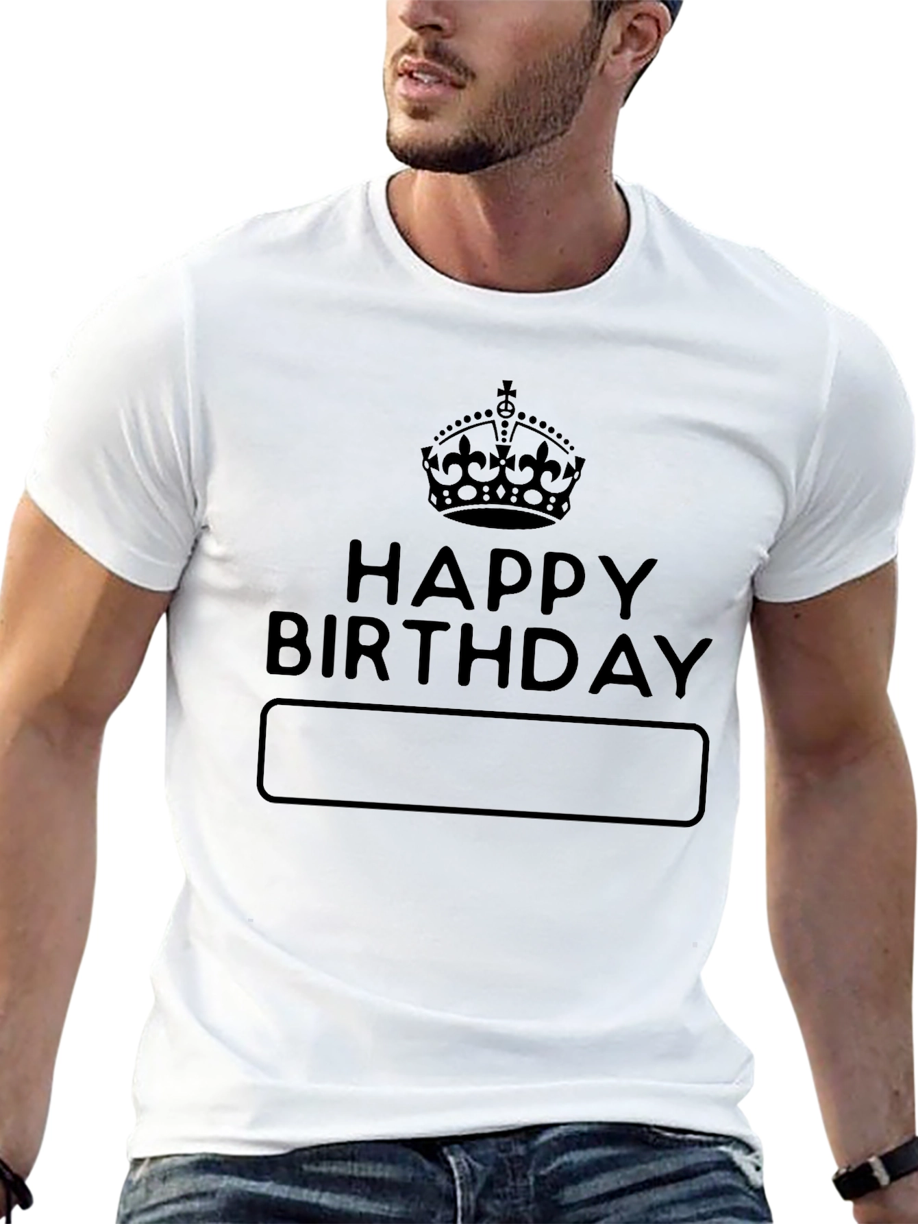 Happy Birthday Custom Text Black T-Shirt