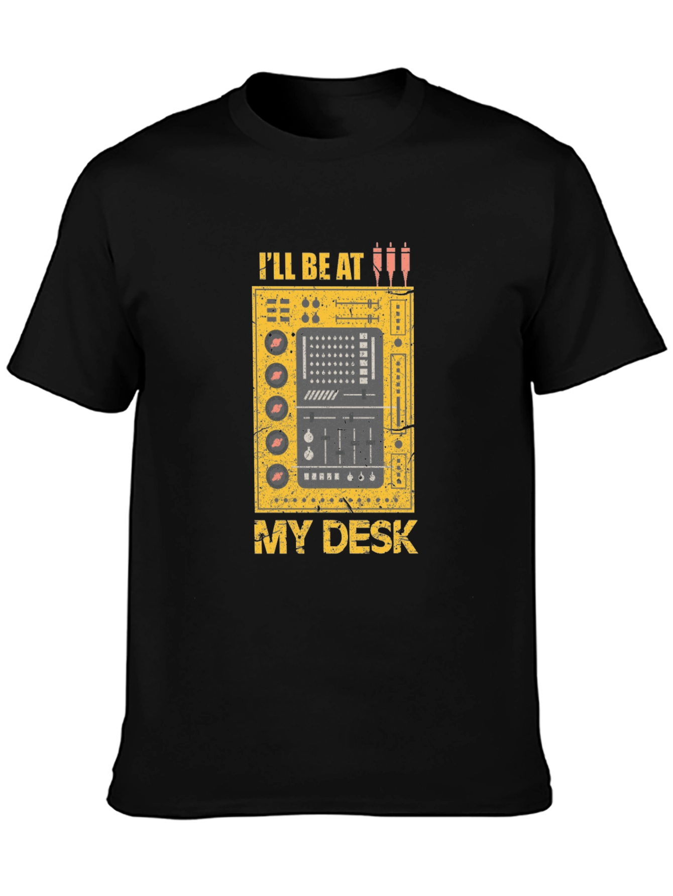 Ill Be At My Desk Black Graphic T-Shirt