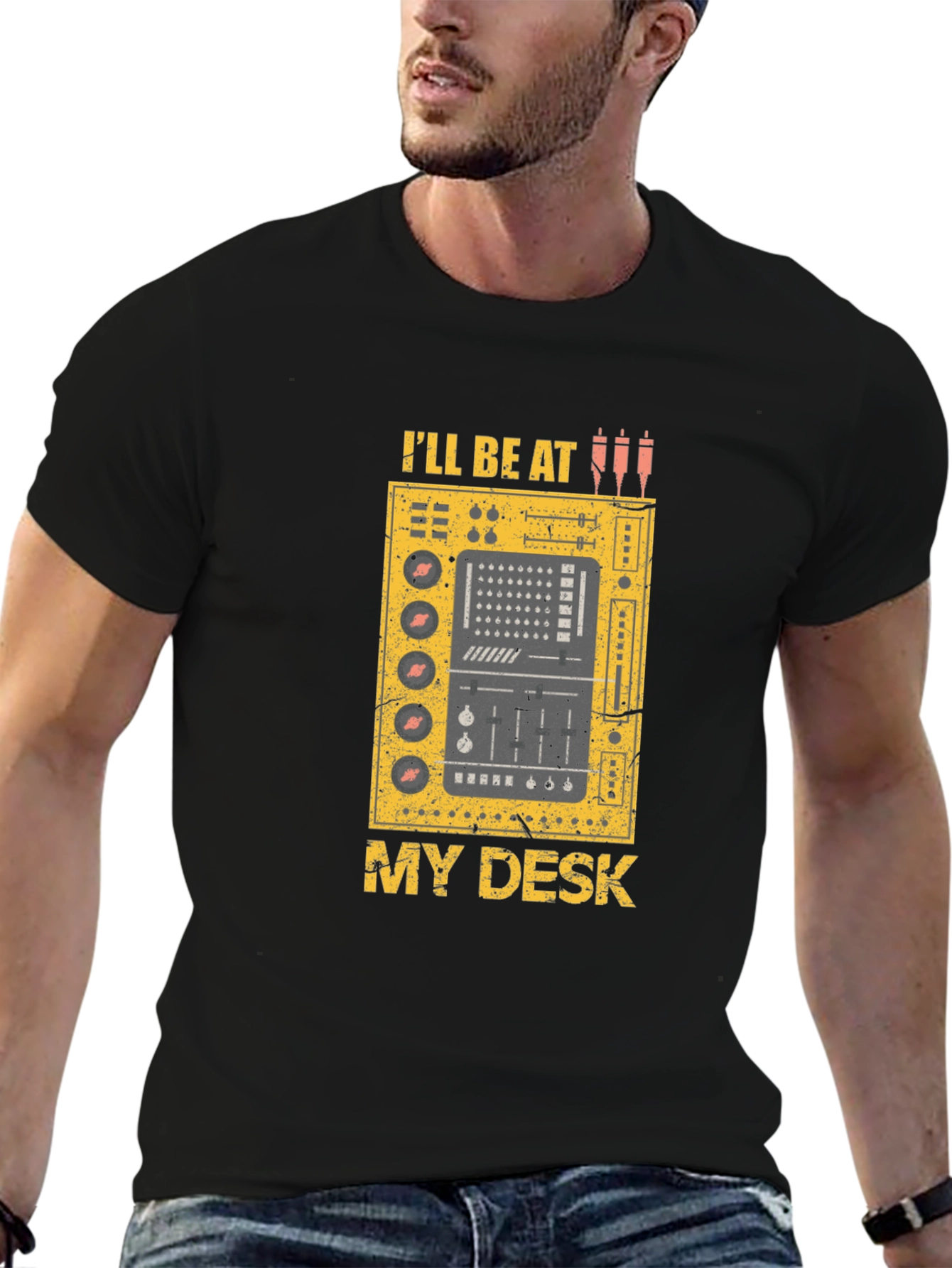 Ill Be At My Desk Black Graphic T-Shirt