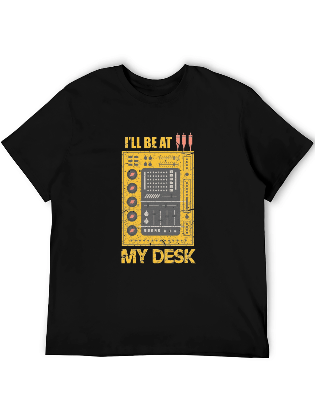 Ill Be At My Desk Black Graphic T-Shirt