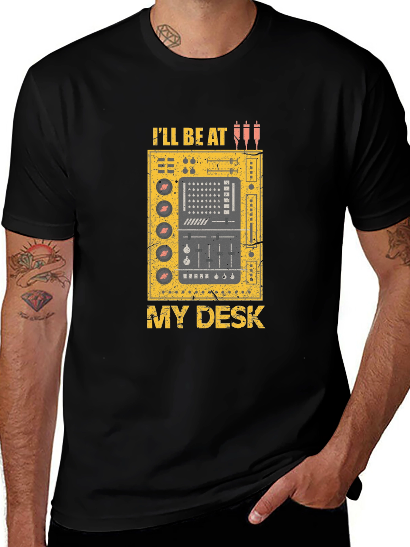 Ill Be At My Desk Black Graphic T-Shirt