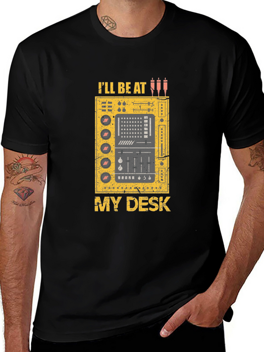 Ill Be At My Desk Black Graphic T-Shirt