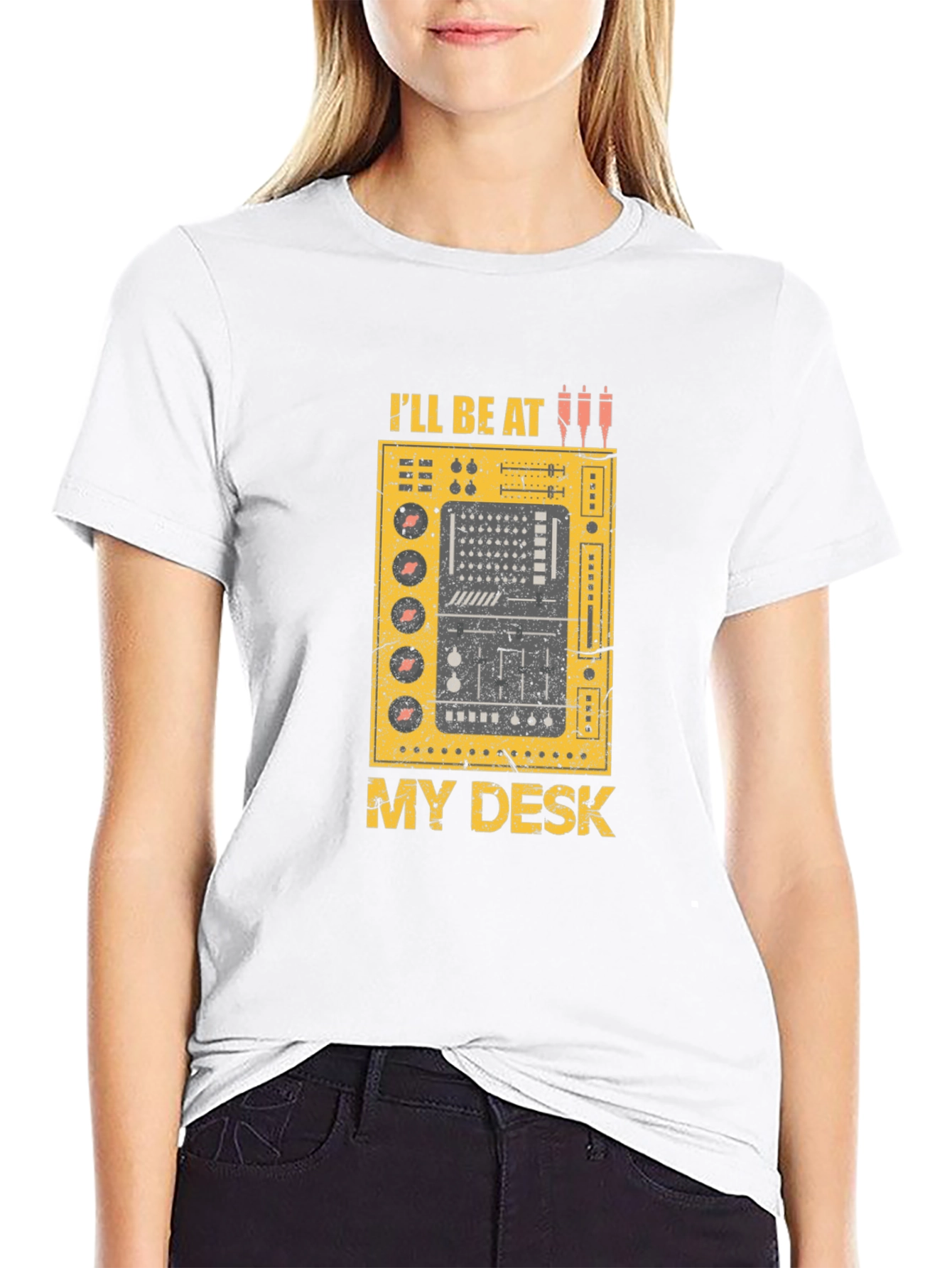 Ill Be At My Desk Black Graphic T-Shirt