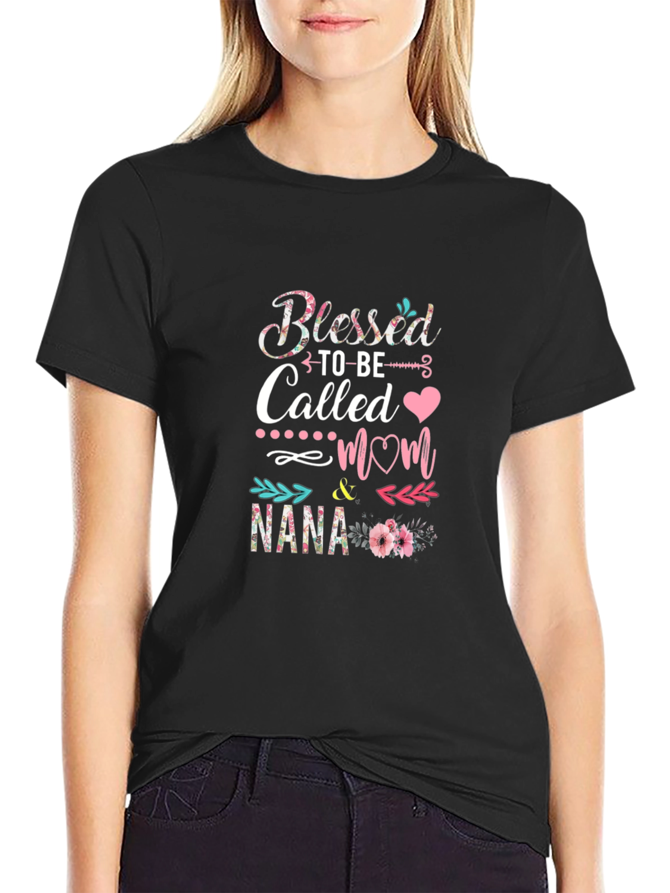 Blessed Nana T-Shirt - Floral Mom Tee