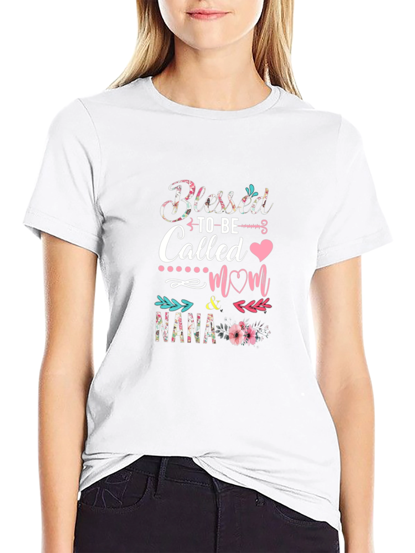 Blessed Nana T-Shirt - Floral Mom Tee