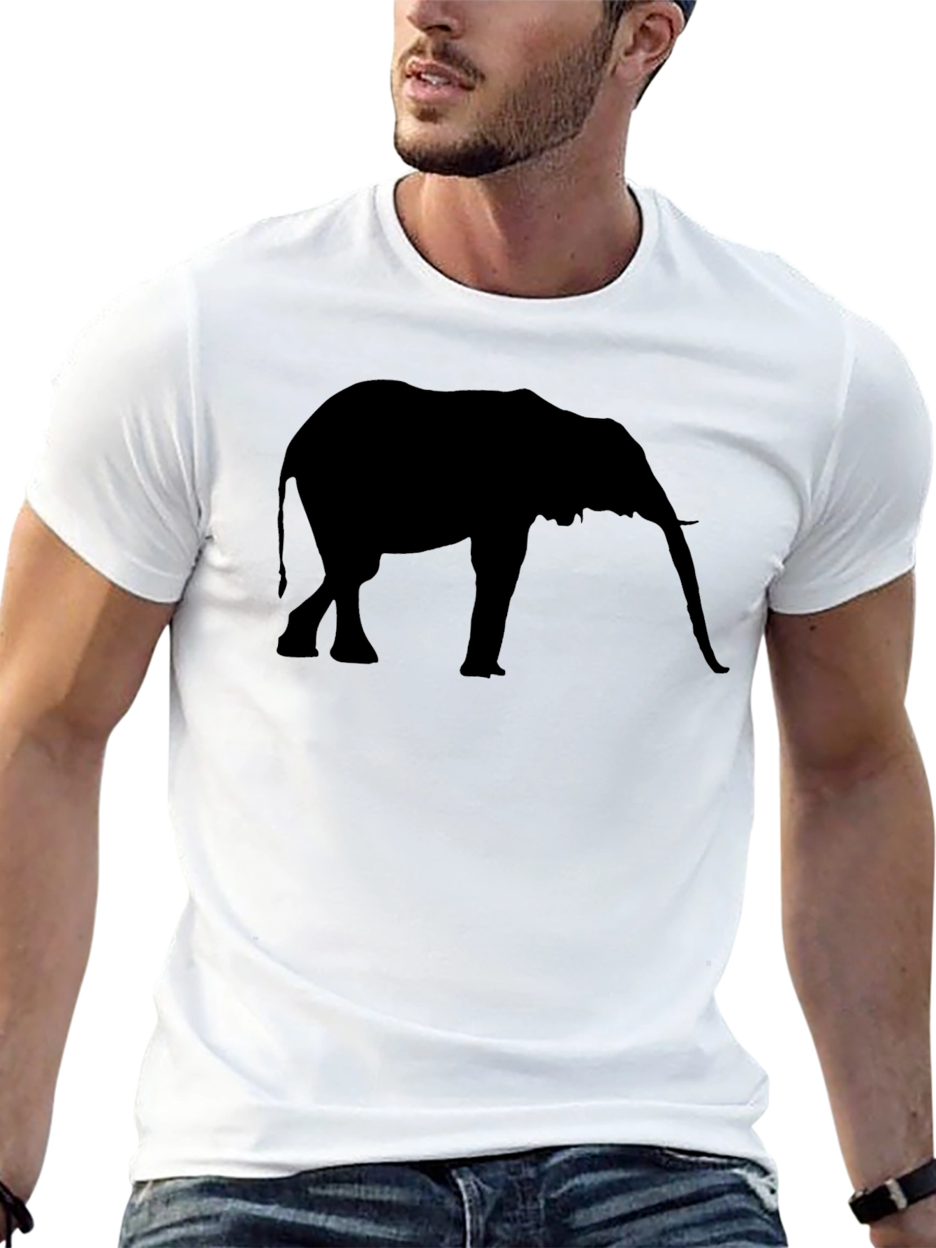 Elephant Silhouette Graphic Black Tee