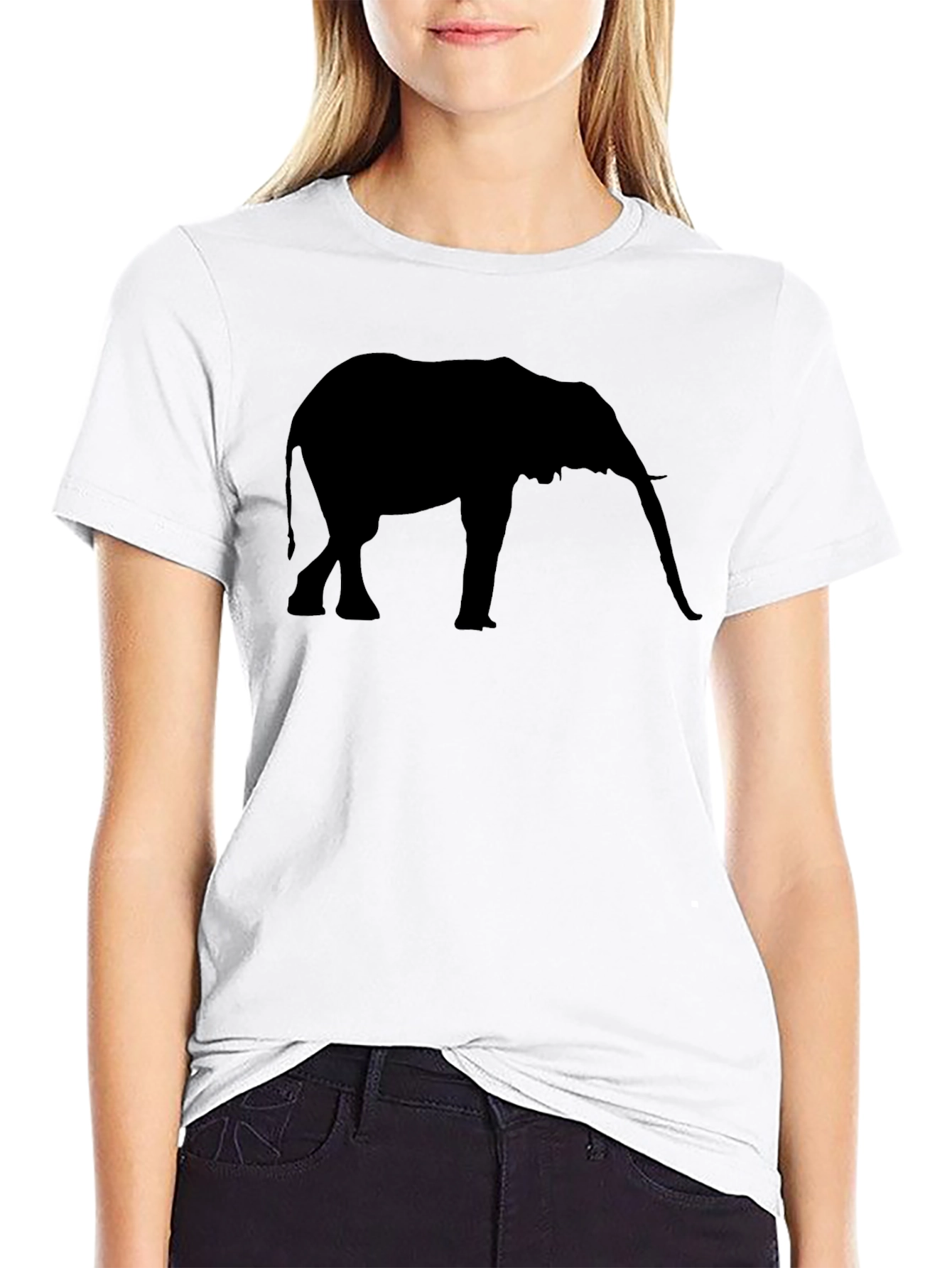 Elephant Silhouette Graphic Black Tee