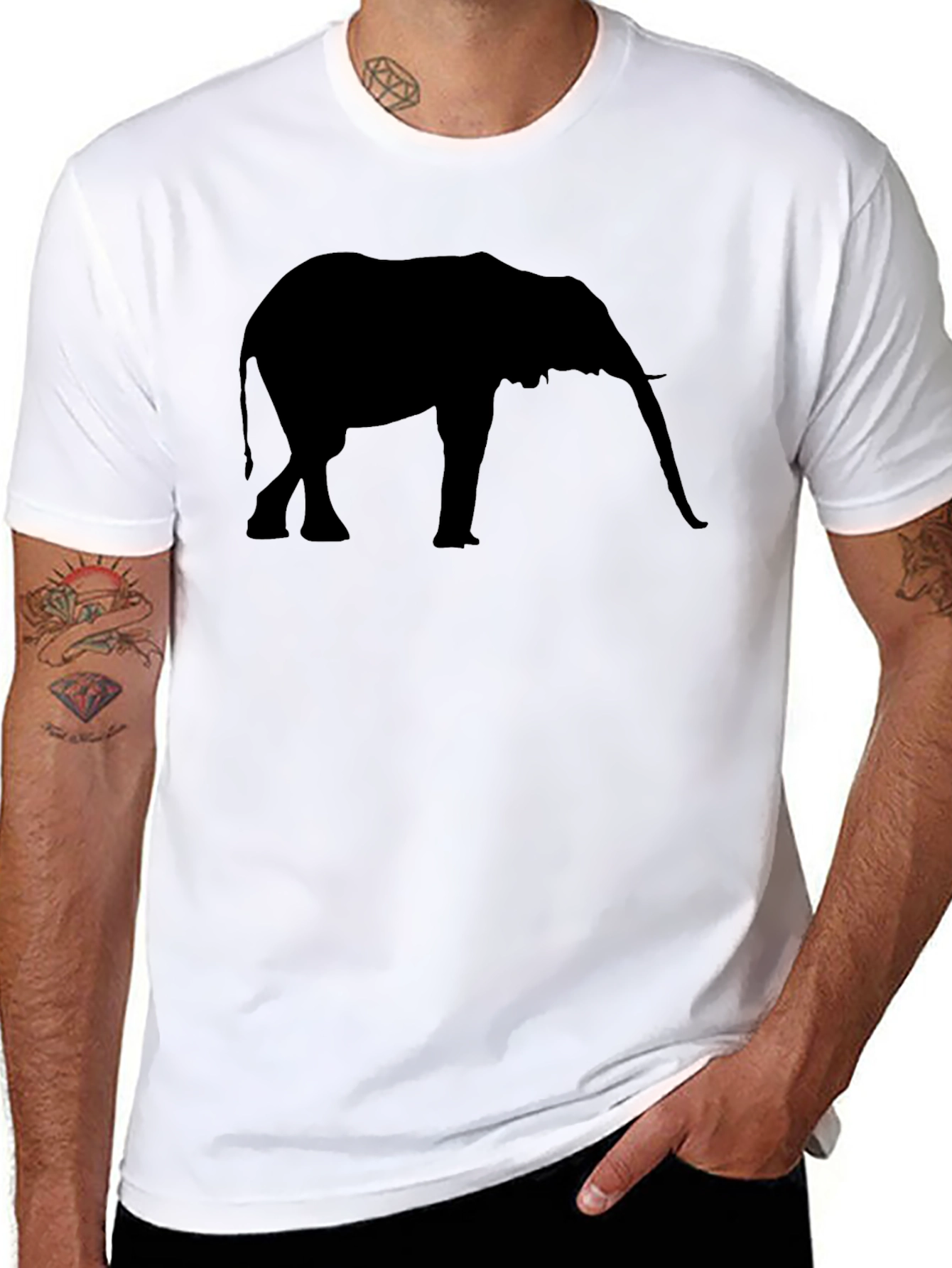 Elephant Silhouette Graphic Black Tee